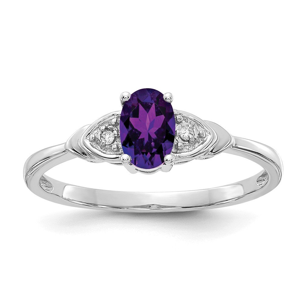 14K White Gold Amethyst and Diamond Engagement Ring for Women - February Birthstone Jewelry, 0.01cttw, Perfect for Valentine's Day, Anniversary, and Proposal Gifts
