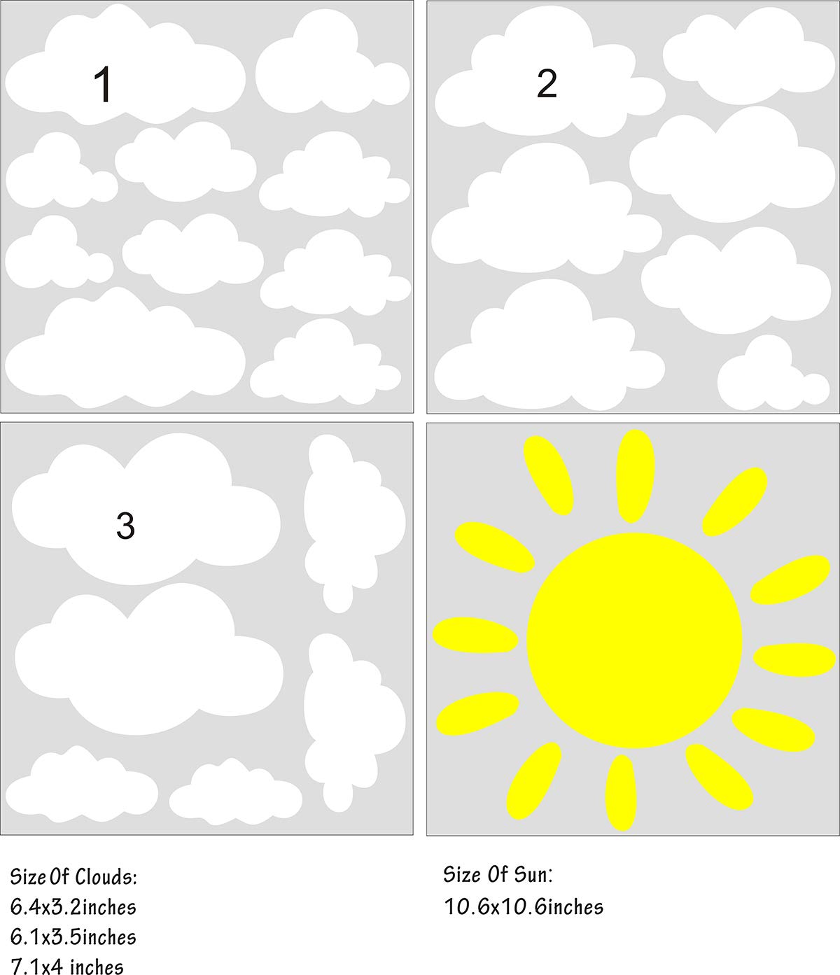 Sun and Clouds Wall Decals - Easy to Apply & Removable Nursery Wall Stickers for Baby Room Decor | Perfect for Kids Bedroom, Playroom & Daycare Wall Art