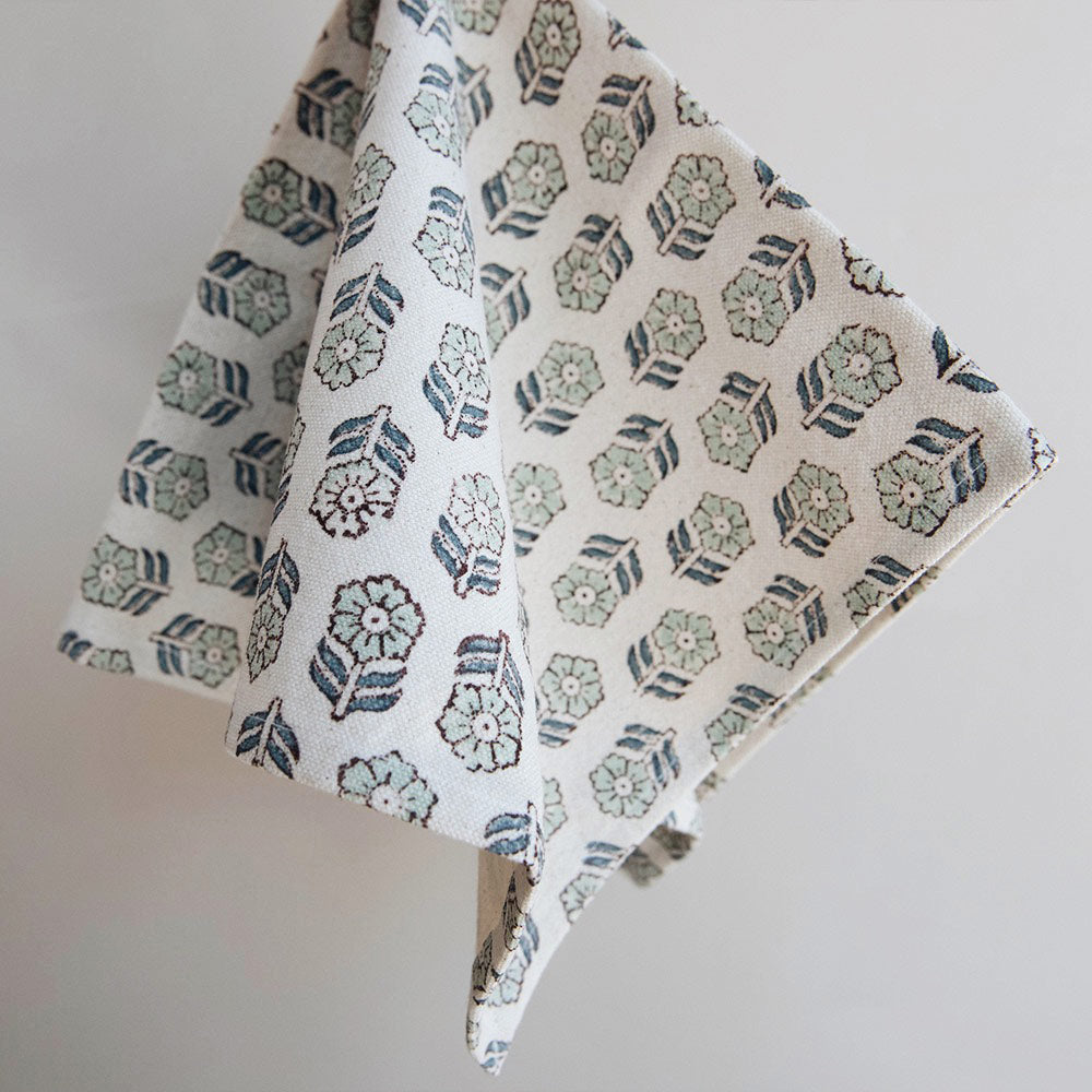 Hand Block Printed Floral Cotton Napkins - Set of 6 - Eco-Friendly Table Linens for Dinner Parties, Weddings & Home Decor
