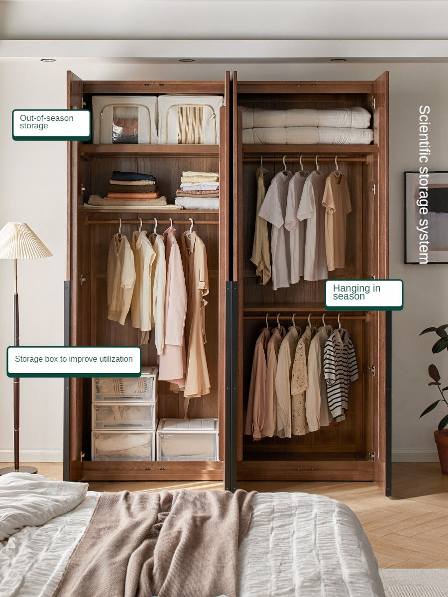 Solid Oak Wood Wardrobe - Spacious & Durable Closet Organizer for Bedroom, Living Room, or Walk-In Closet Storage