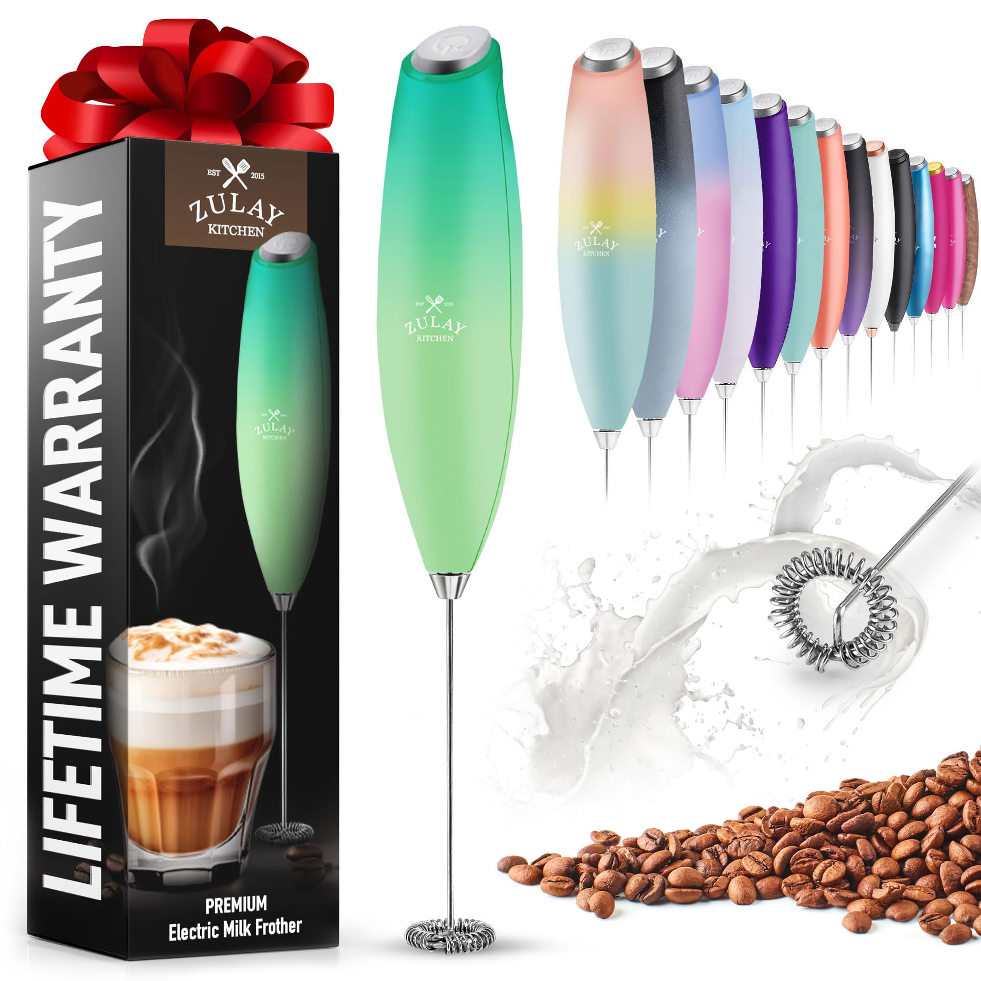 Premium Electric Milk Frother for Coffee & Matcha - Handheld Whisk with Powerful Motor for Latte, Cappuccino, Hot Chocolate & Smoothies - Perfect for Home, Office & Coffee Shops