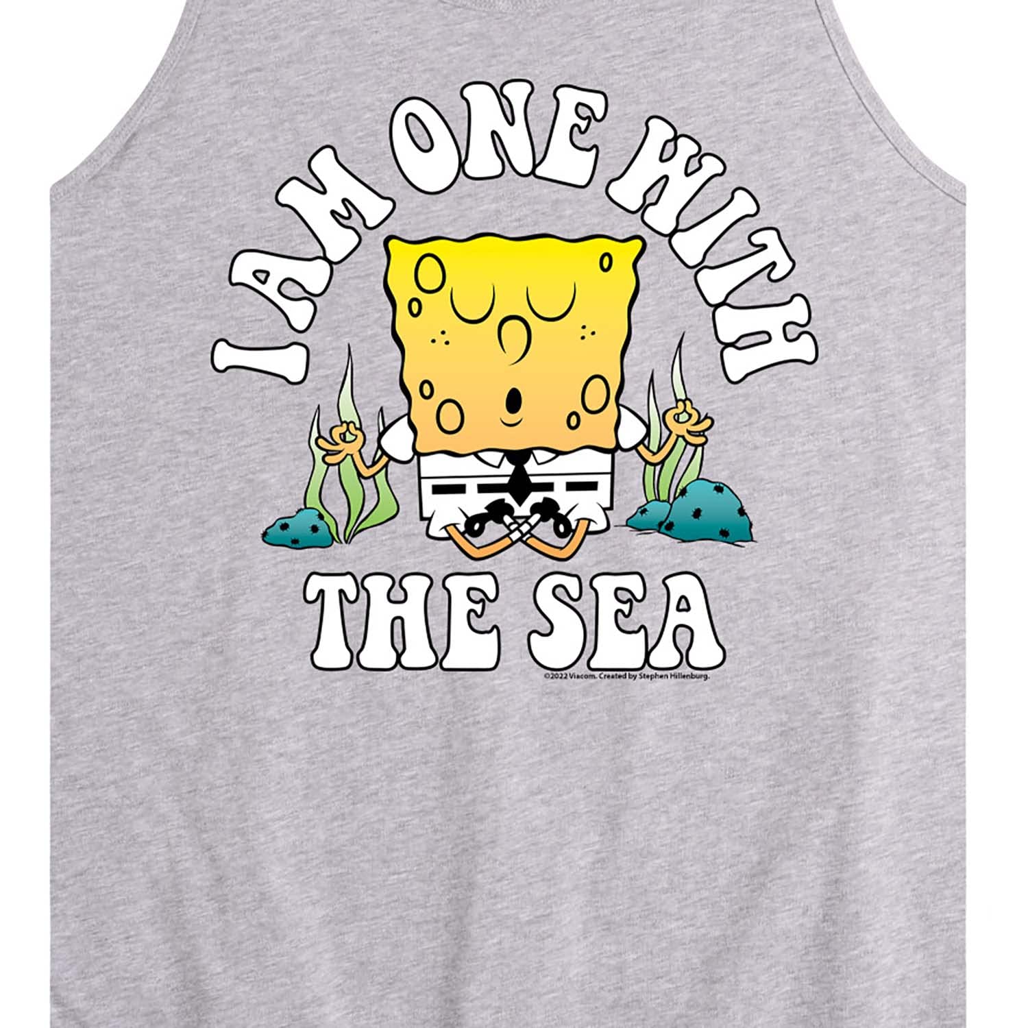 HYBRID APPAREL Spongebob Squarepants I'm One with The Sea Men's Jersey Tank Top - Lightweight Breathable Summer Beachwear for Men - Perfect for Pool Parties, Vacations & Casual Outings