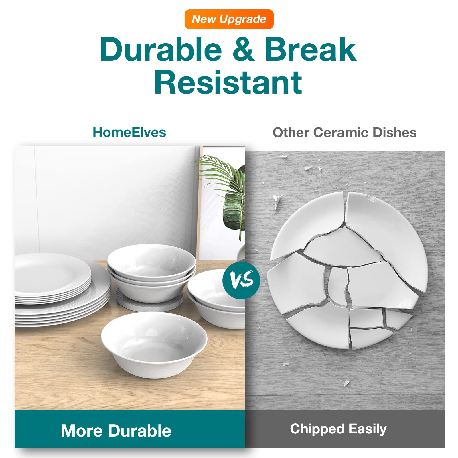 Premium 18-Piece Opal Glass Dinnerware Set for 6 - Microwave & Dishwasher Safe, Lightweight & Durable Plates & Bowls - Perfect for Everyday Dining, Entertaining & Restaurant Use