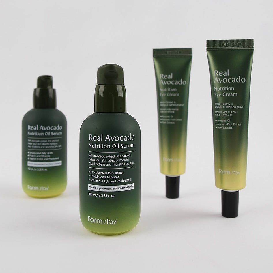 Farmstay Real Avocado Oil Serum 100ml - 100% Pure Natural Face & Hair Moisturizer for Dry Skin - Perfect for Night Care & Daily Hydration Routine