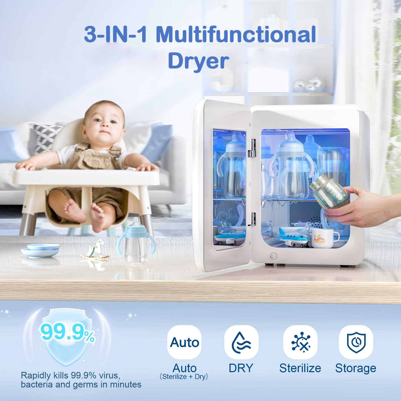 Grelife 18L Bottle Dryer - Baby Bottle Sterilizer & Dryer with Touch Screen Control, Auto-Off Safety for Toys, Clothes, Beauty Tools, Tableware, Phones | Perfect for Nursery, Kitchen, Home Office & Beauty Salon