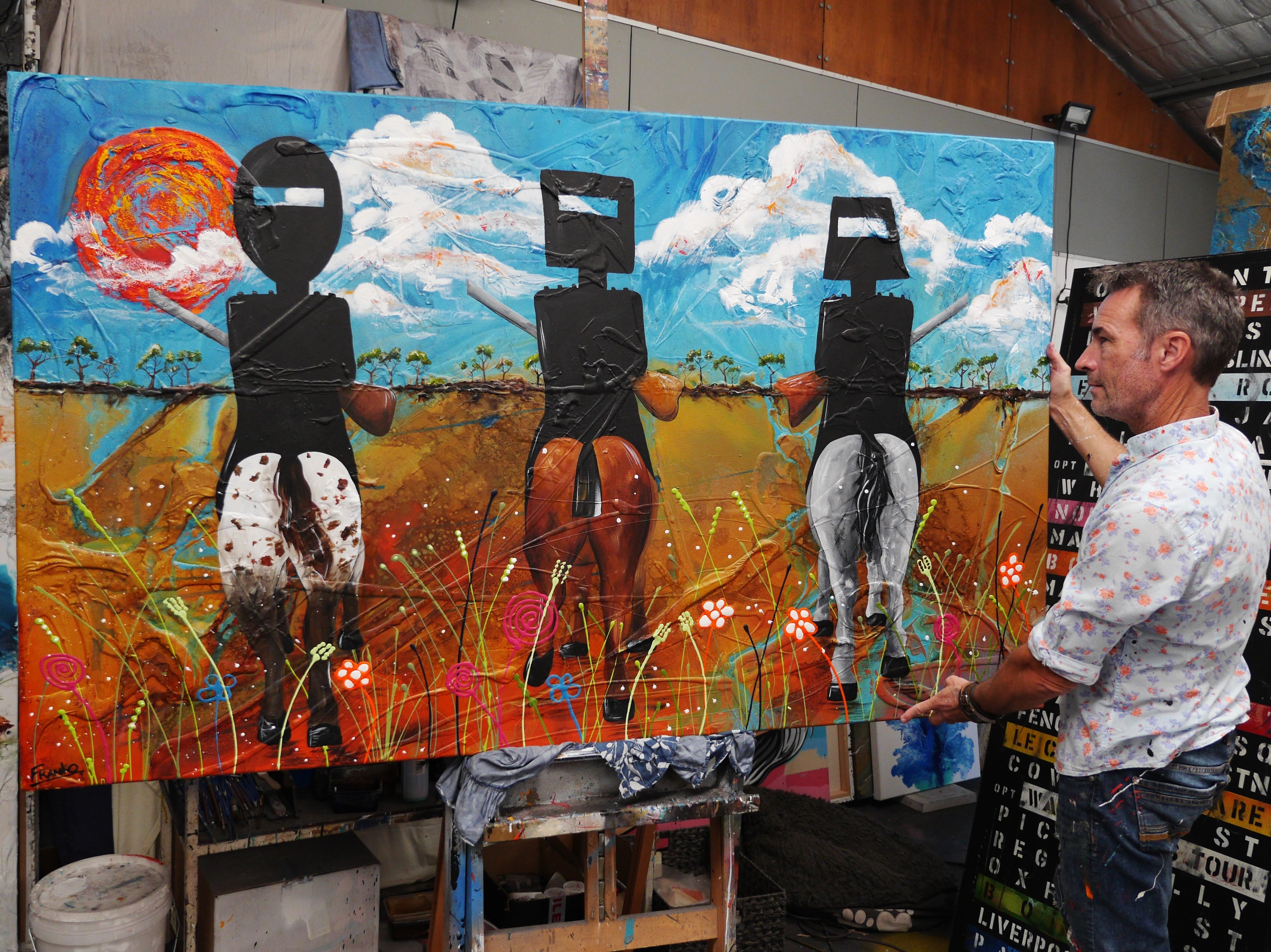 Kelly Three 200cm x 120cm Ned Kelly Abstract Realism Textured Canvas Art Painting - Perfect for Living Room, Bedroom or Office Wall Decor