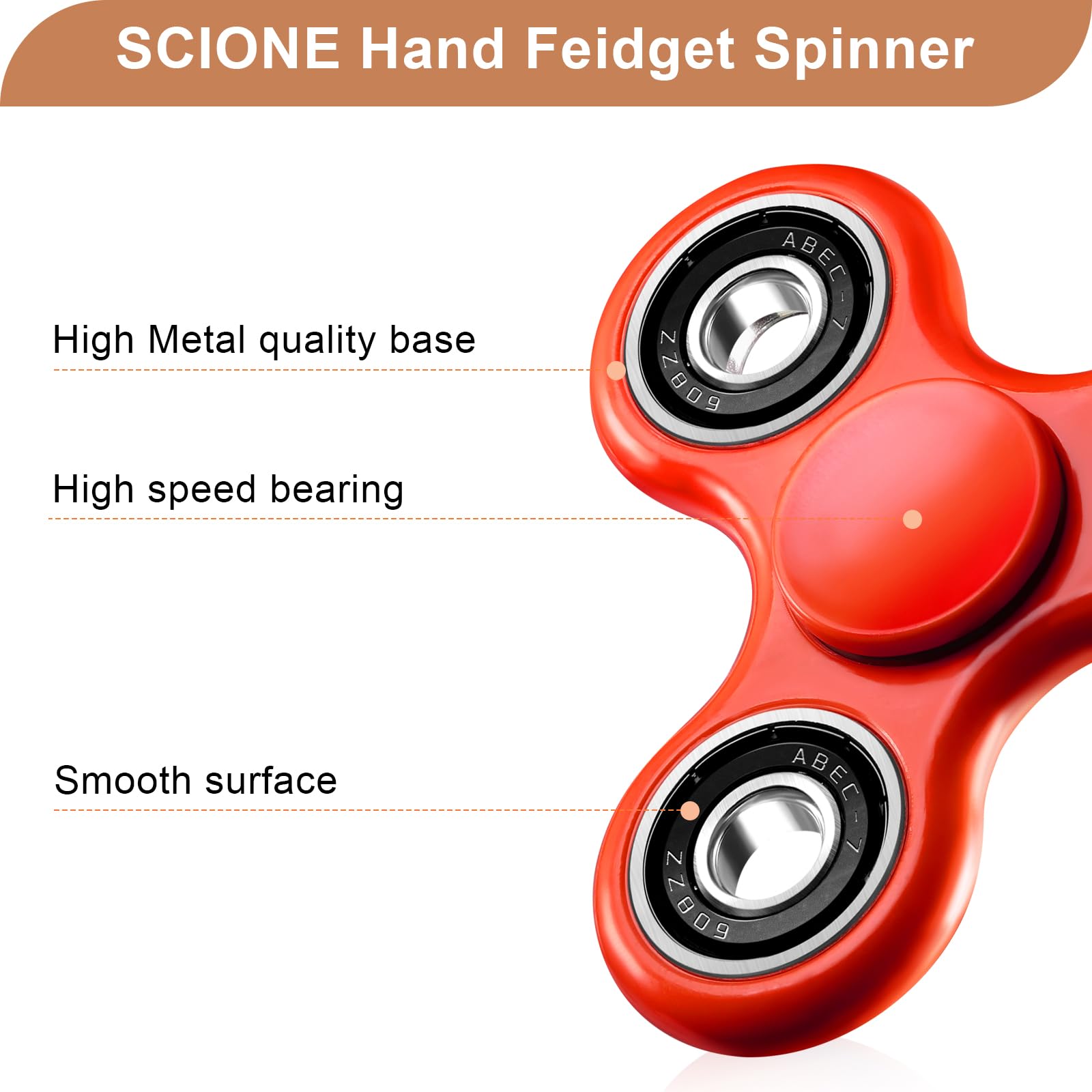 SCIONE Fidget Spinner Toy 1 Pack - Stress Relief & Focus Tool for Kids & Adults with ADHD Autism - Sensory Fidget Toys for Anxiety - Perfect Easter Birthday Gifts & Classroom Prizes for Boys Girls - Office Desk, School, Travel & Home Use