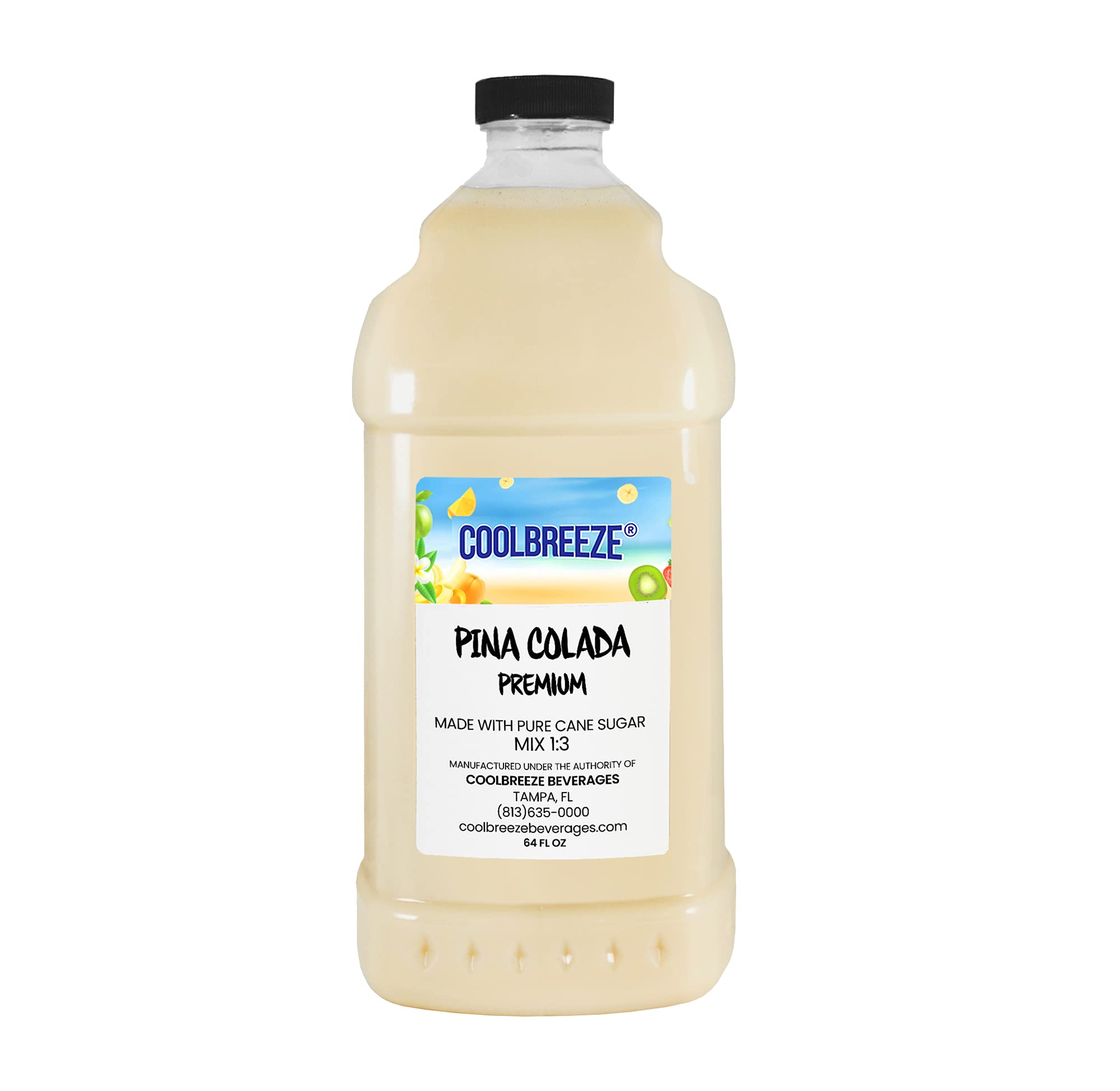 Premium Frozen Slush Drink Mix - Pina Colada Flavor | Ready-to-Use Beverage Mix for Parties & Events | Case of Six 1/2 Gallon Bottles | Coolbreeze Brand | Perfect for Summer BBQs, Pool Parties & Beach Gatherings