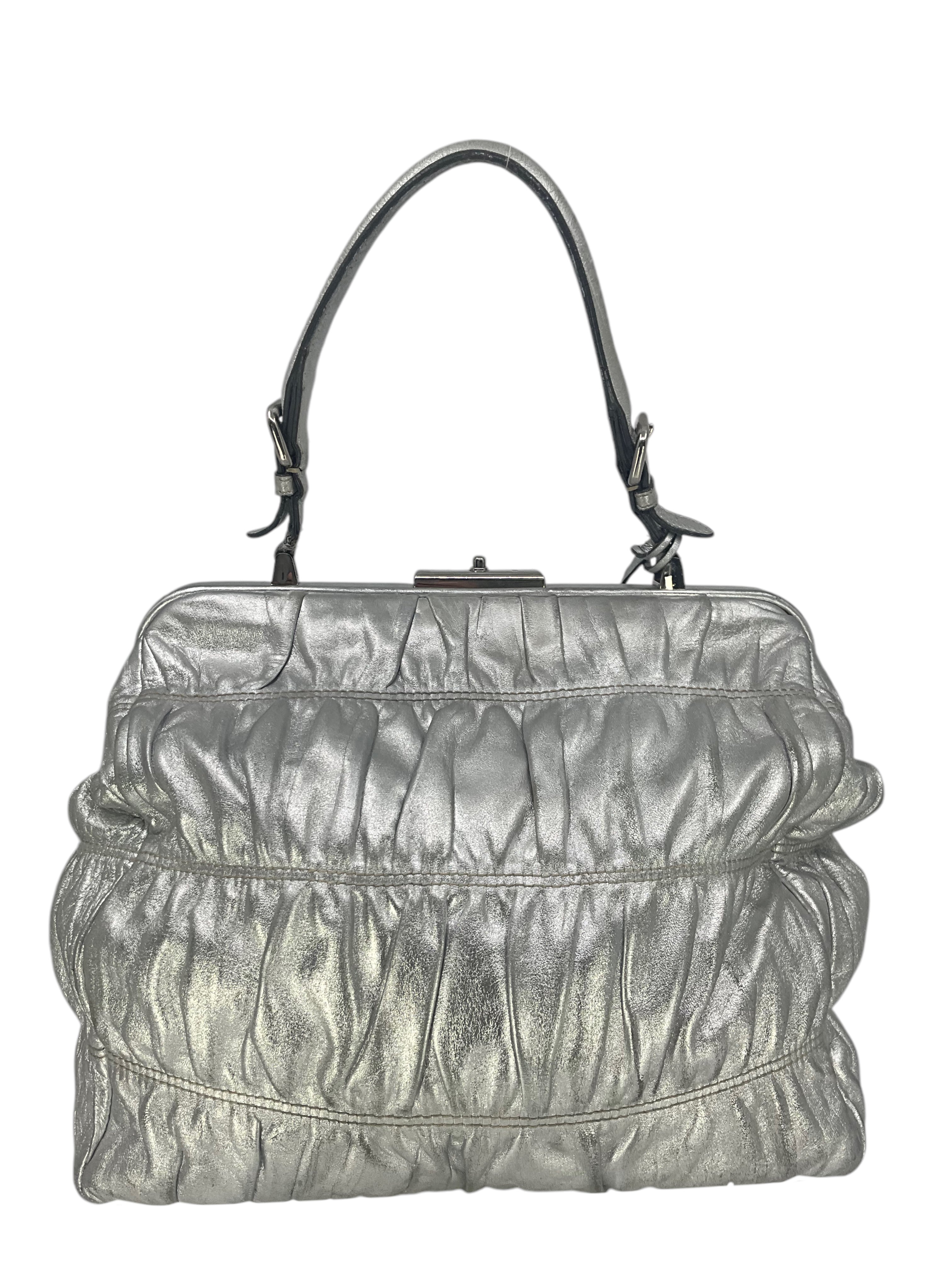 PRADA Gaufre Nappa Leather Top Handle Bag for Women - Luxury Designer Handbag for Work, Evening & Special Occasions