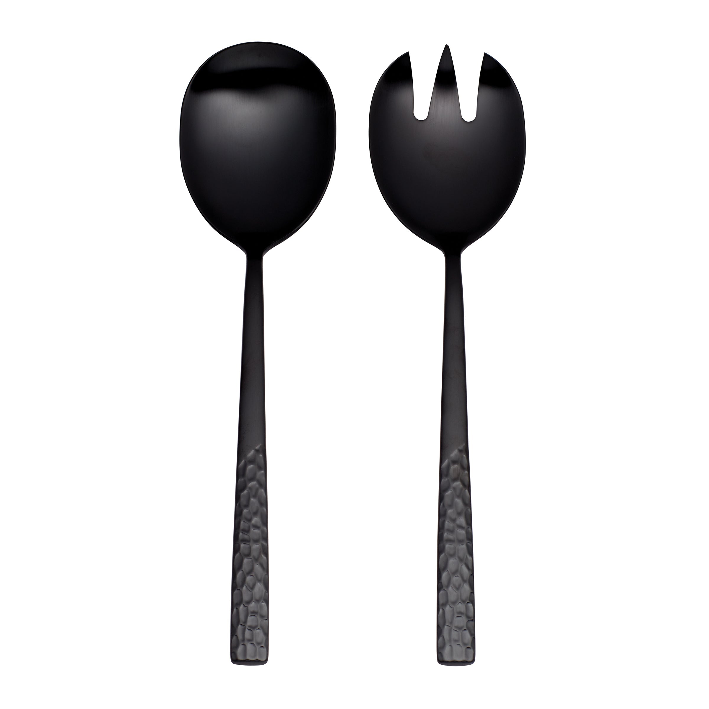 Mezze Midnight 2-Piece Salad Serving Set - Elegant Stainless Steel Utensils for Dinner Parties & Outdoor Entertaining