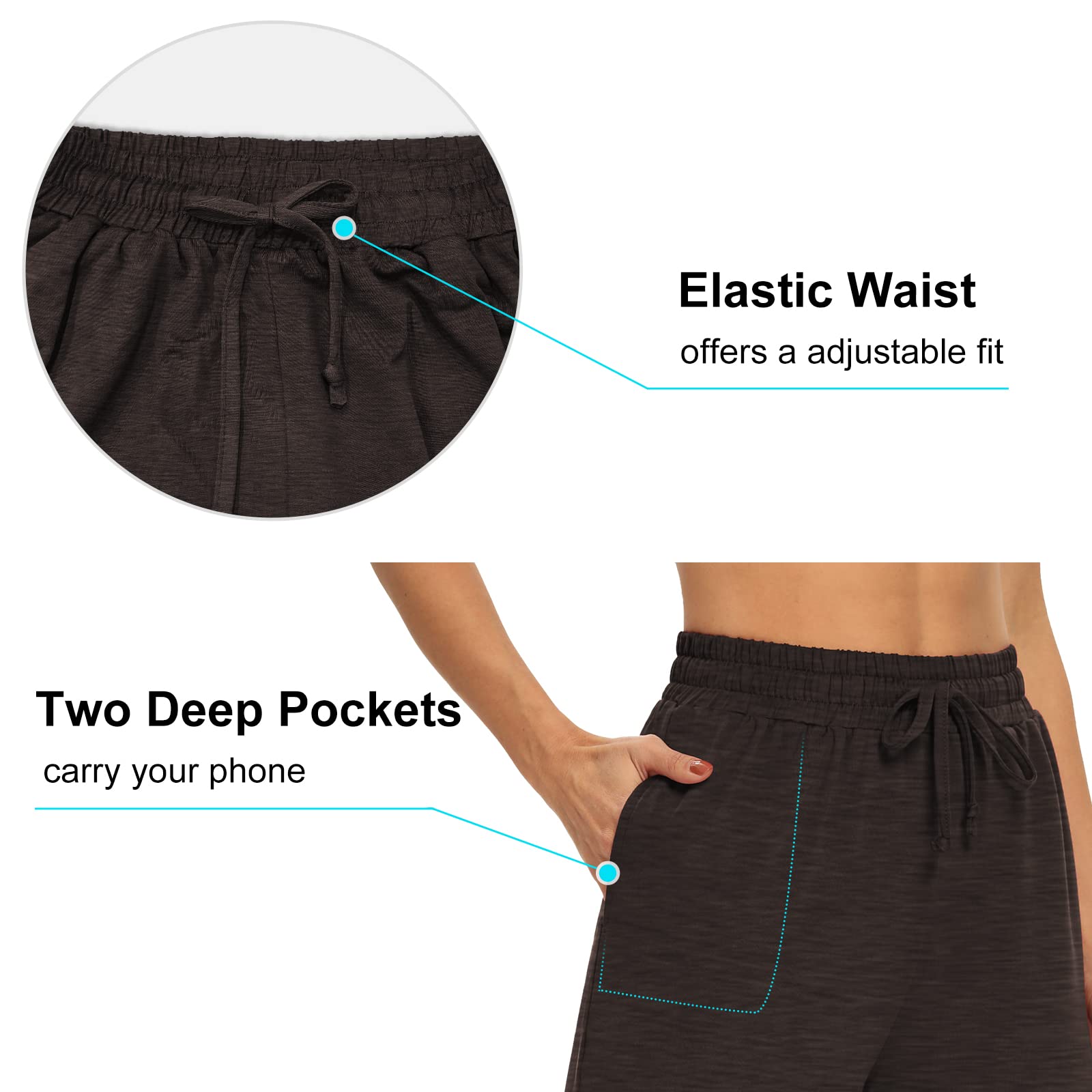 DIBAOLONG Women's Capri Pants - Loose Yoga Pants with Drawstring, Wide Leg Lounge Sweatpants, Comfortable Pajama Capris with Pockets for Yoga, Workout, Home Wear and Relaxation