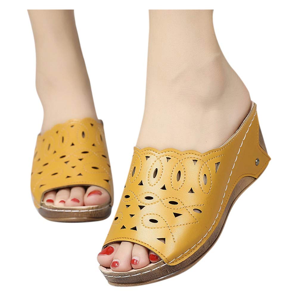 Stylish Women's Open Toe Hollow Out Wedge Sandals - Breathable Summer Casual Slip-On Platform Shoes for Women | Perfect for Beach, Vacation, and Everyday Wear