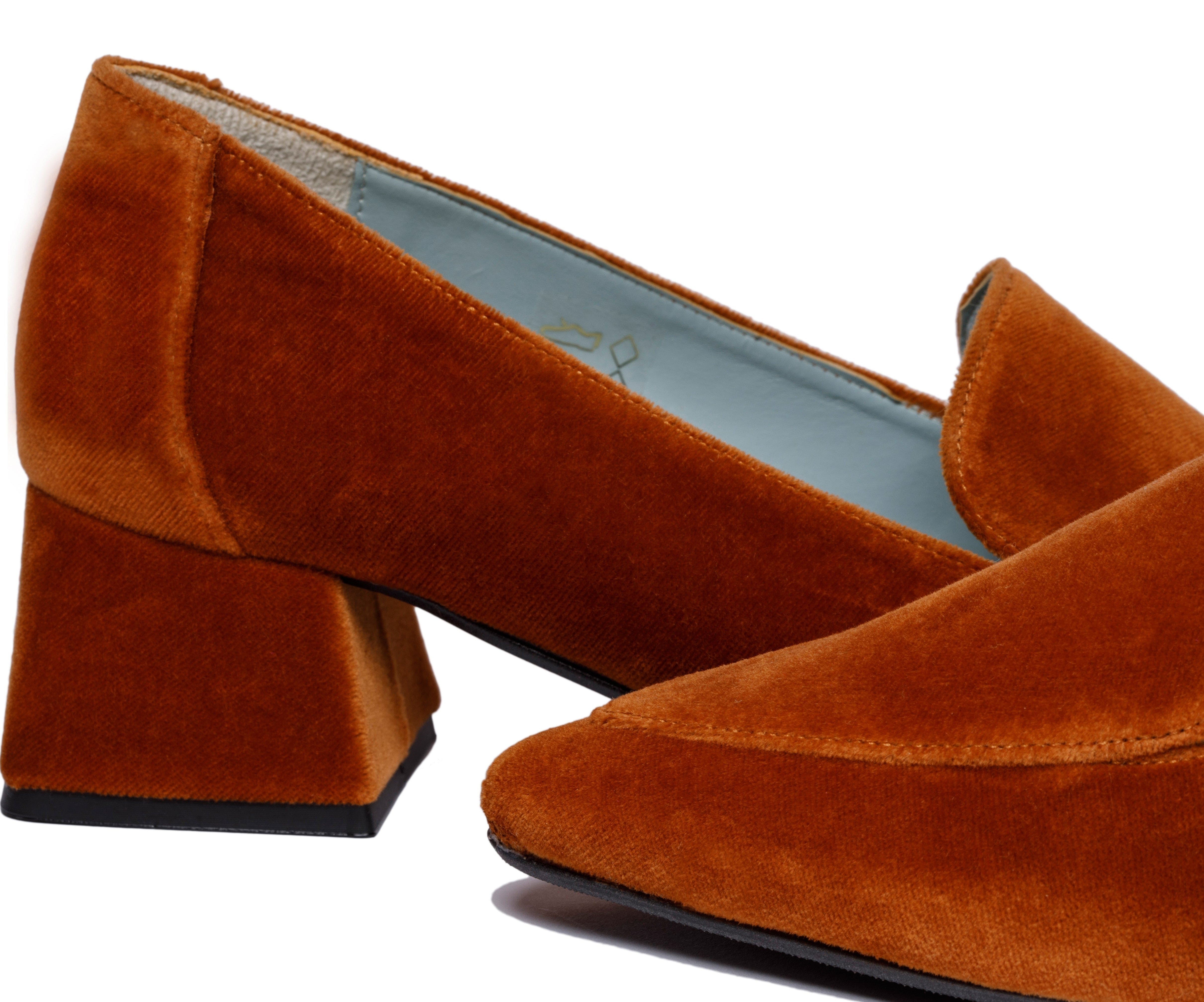 Vegan Velvet Moccasin Loafers for Women - Soft & Comfortable Slip-On Shoes in Caramel Brown | Perfect for Casual Wear, Office & Indoor Use