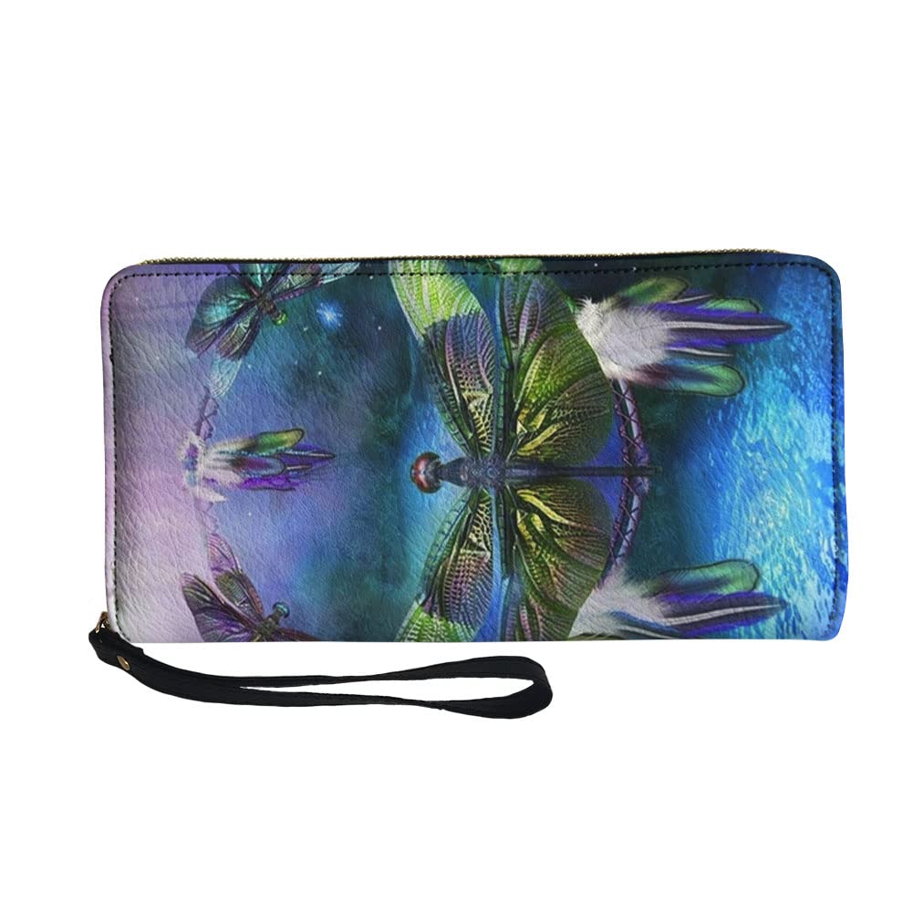 INSTANTARTS Women's Leather Zip Around Wristlet Handbag - RFID Blocking Wallet Organizer with Credit Card Slots & ID Window, Perfect for Travel, Shopping and Everyday Use