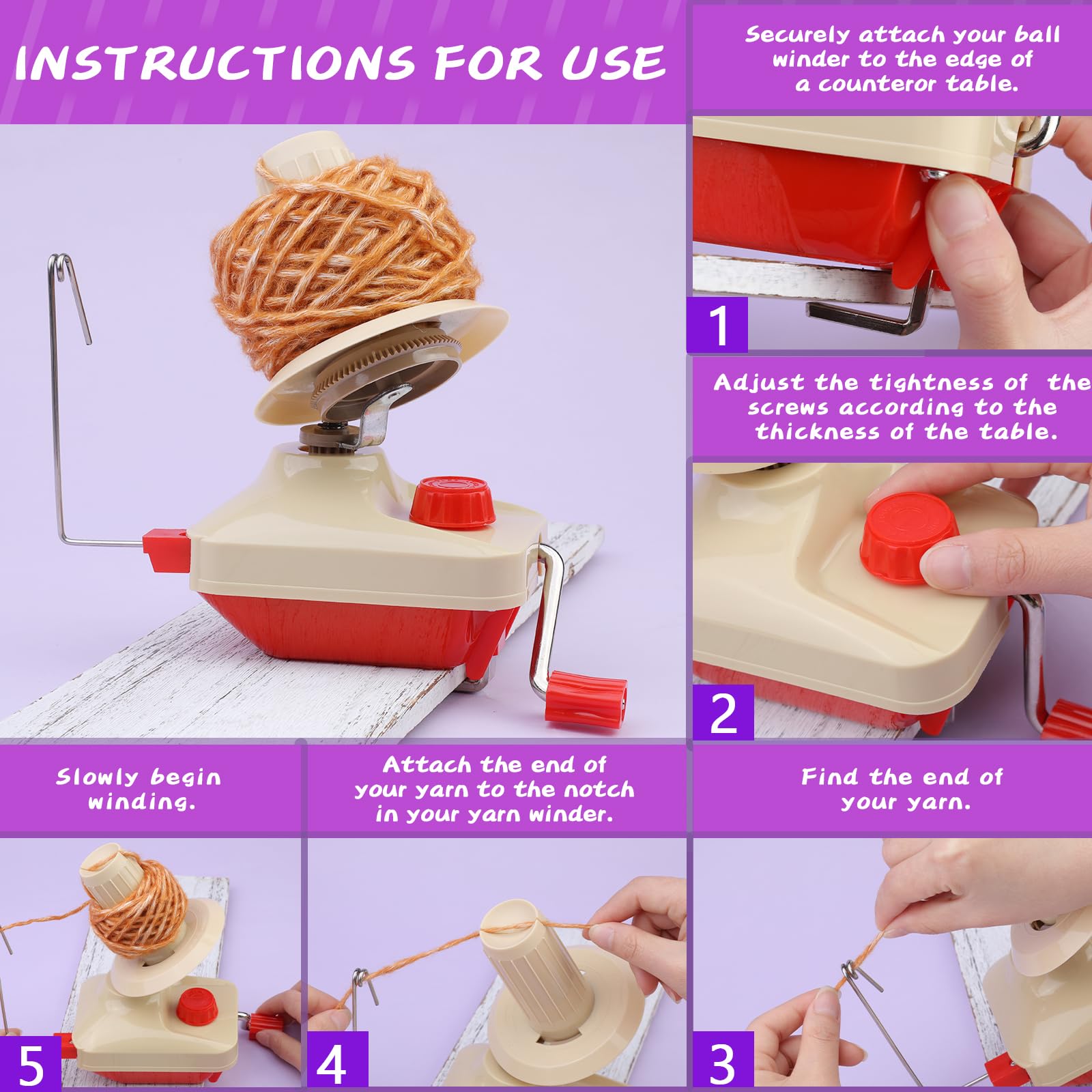BUTUZE Hand Operated Yarn Ball Winder - Premium Knitting & Crochet Accessory Kit with Stitch Markers & Pom Pom Maker - Easy Installation for Yarn Storage - Perfect for Home Crafting, DIY Projects & Gift Making