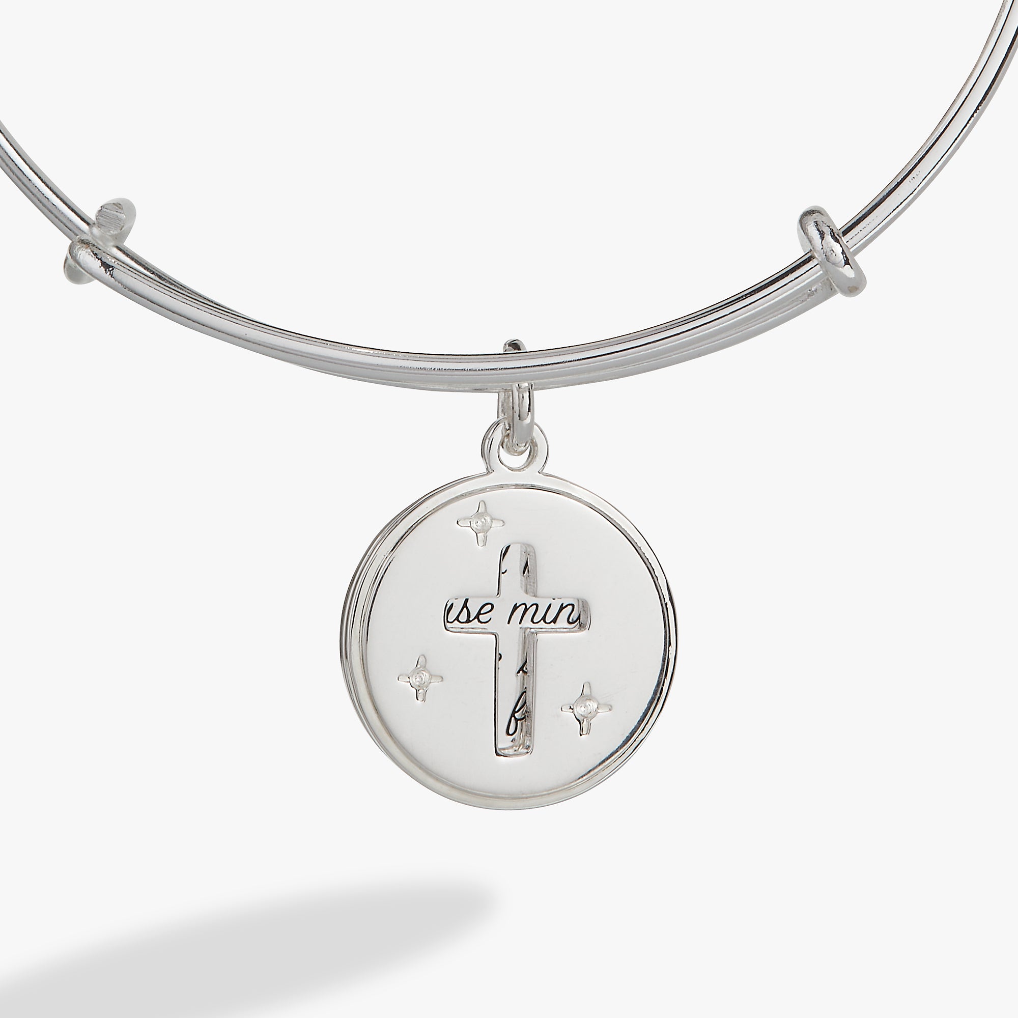 Hidden Message Cross Affirmation Bangle - Inspirational Christian Jewelry for Women, Gift for Baptism, Confirmation & Daily Faith Wear