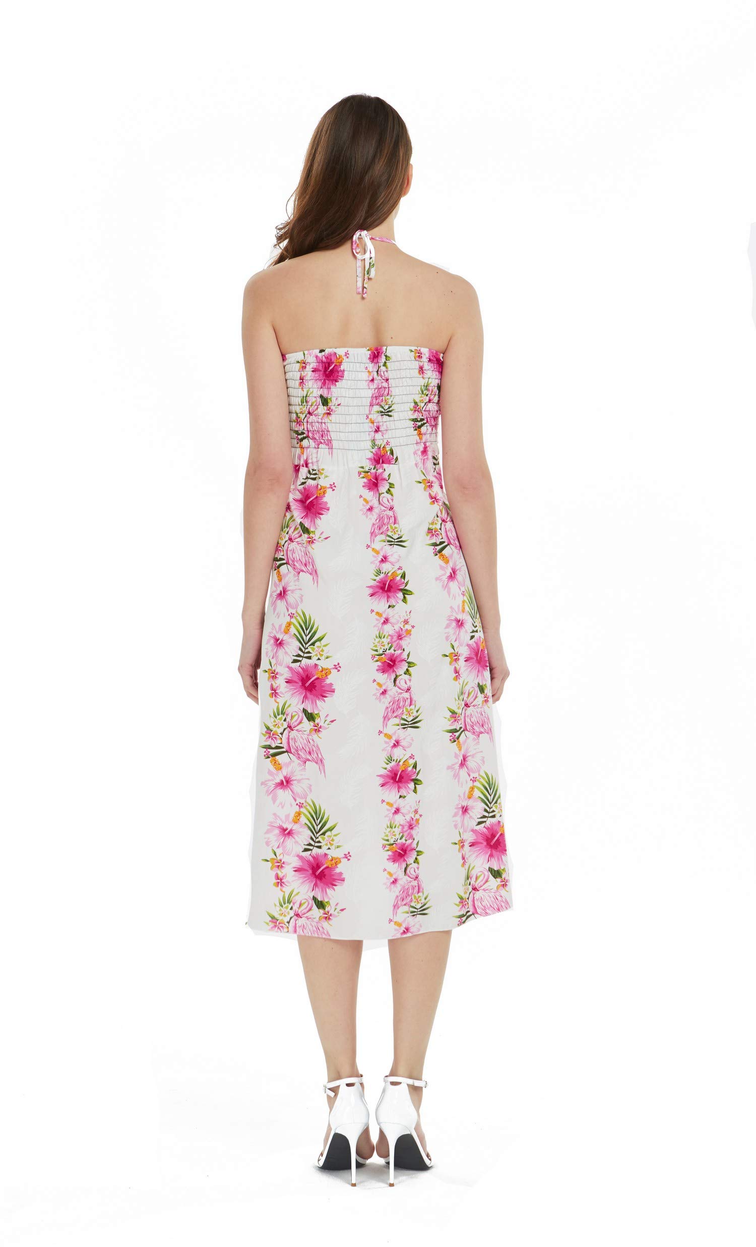 Women's Floral Print Halter Dress - Tropical Hawaiian Luau Party Outfit for Beach Vacation & Summer Festivals