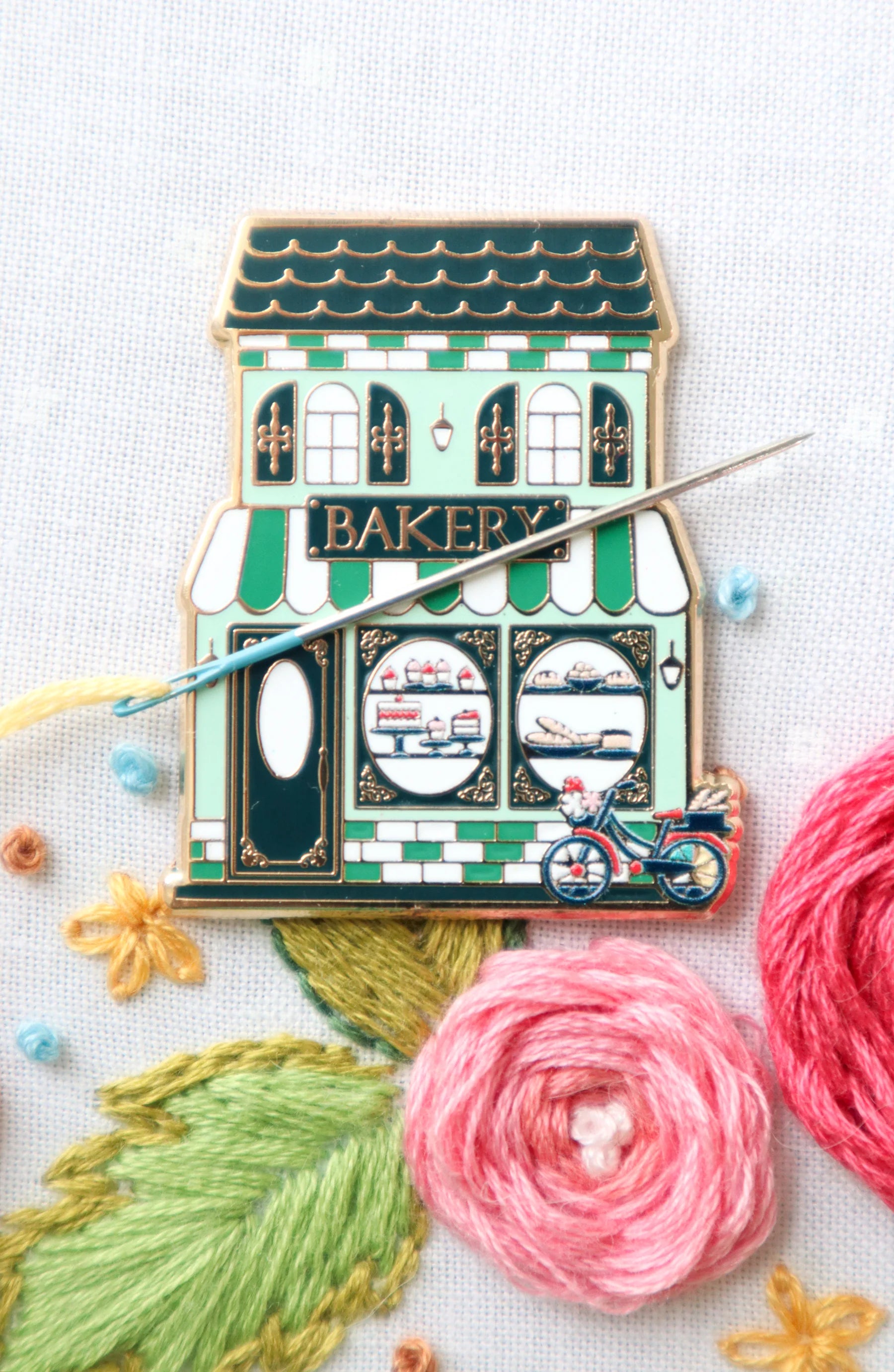 Flamingo Toes Bakery Main Street Needle Minder - Magnetic Pin Holder for Sewing, Quilting & Embroidery Projects | Perfect for Crafters & DIY Enthusiasts