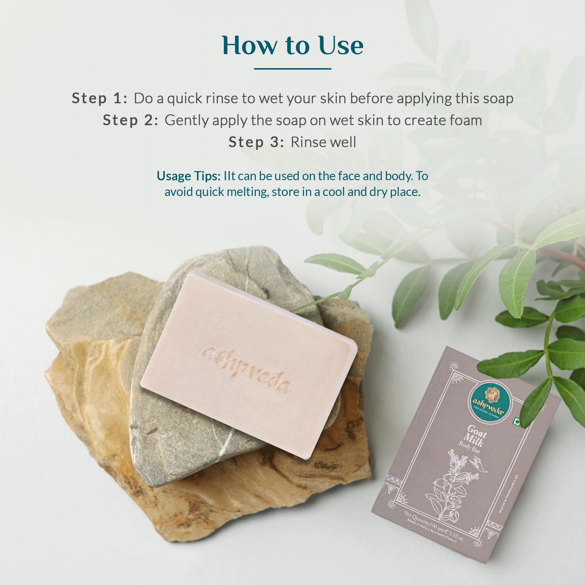 Organic Ashpveda Jojoba Oil & Goat Milk Handmade Soap Bar - Moisturizing, Nourishing & Brightening for Dry, Sensitive Skin - Natural Tan Removal & Glow - 100g - Perfect for Daily Skincare Routine & Spa-Like Bath Experience