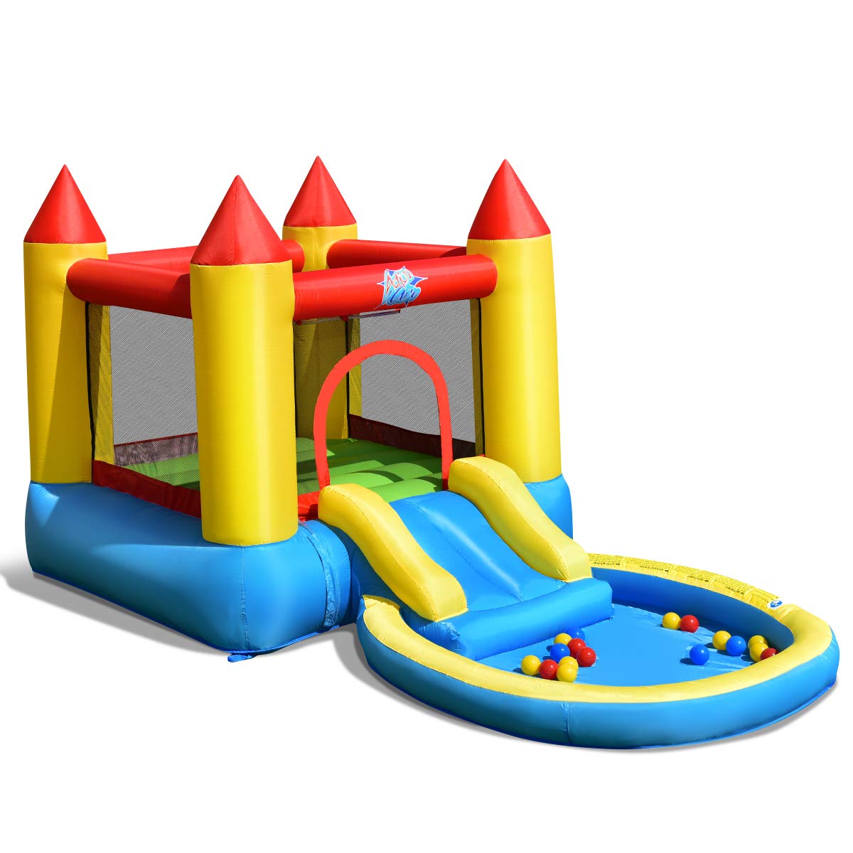 **HONEY JOY Inflatable Water Slide for Kids & Adults - Toddler Bounce House with Ocean Ball Pit & Slide - Indoor/Outdoor Blow Up Water Park Castle - Perfect for Backyard, Birthday Parties & Summer Fun (Blower Not Included)**