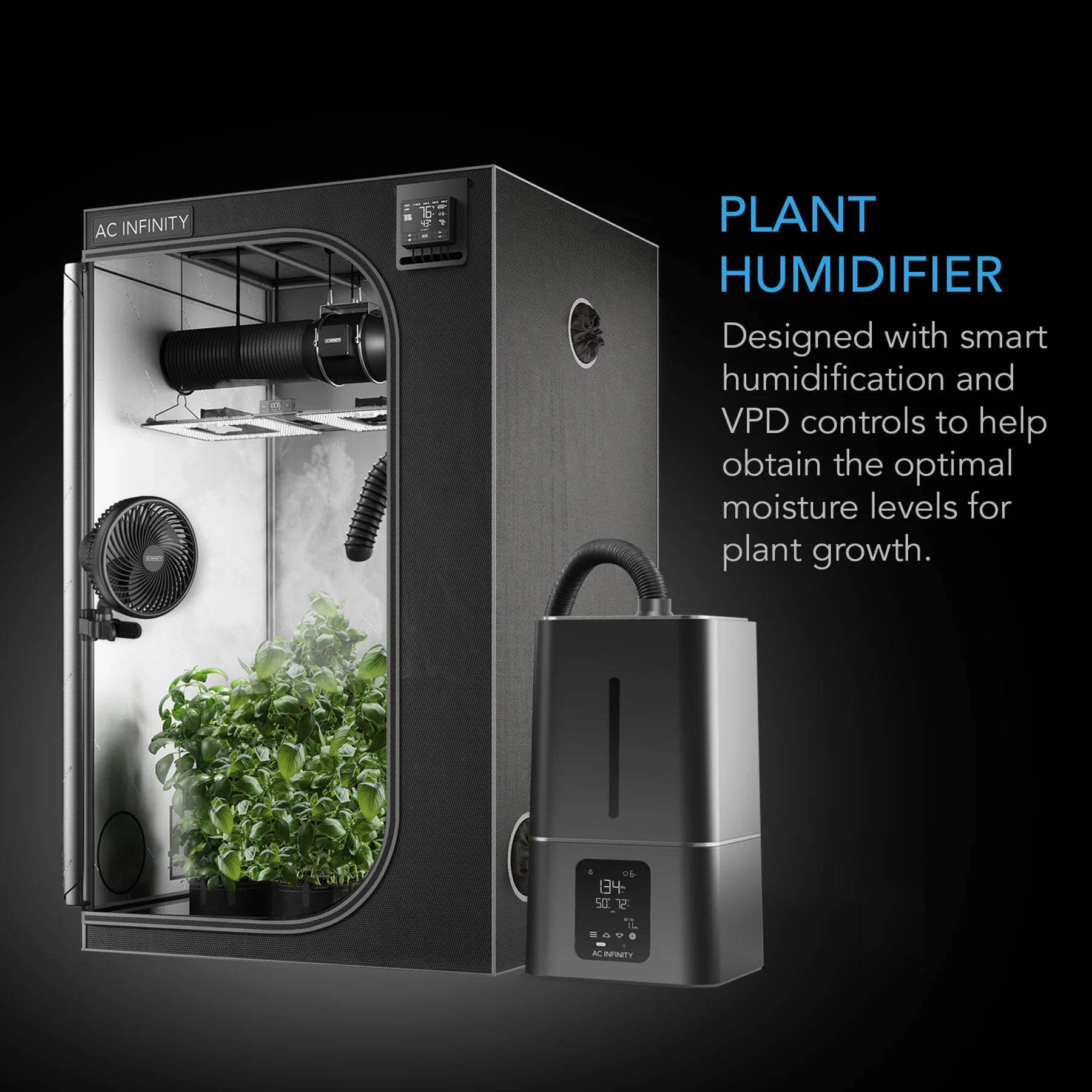 AC Infinity 15L Cloudforge T7 Humidifier Gen 2 (AC CFT7) - Smart Humidity Control for Grow Tents, Greenhouses & Indoor Gardens