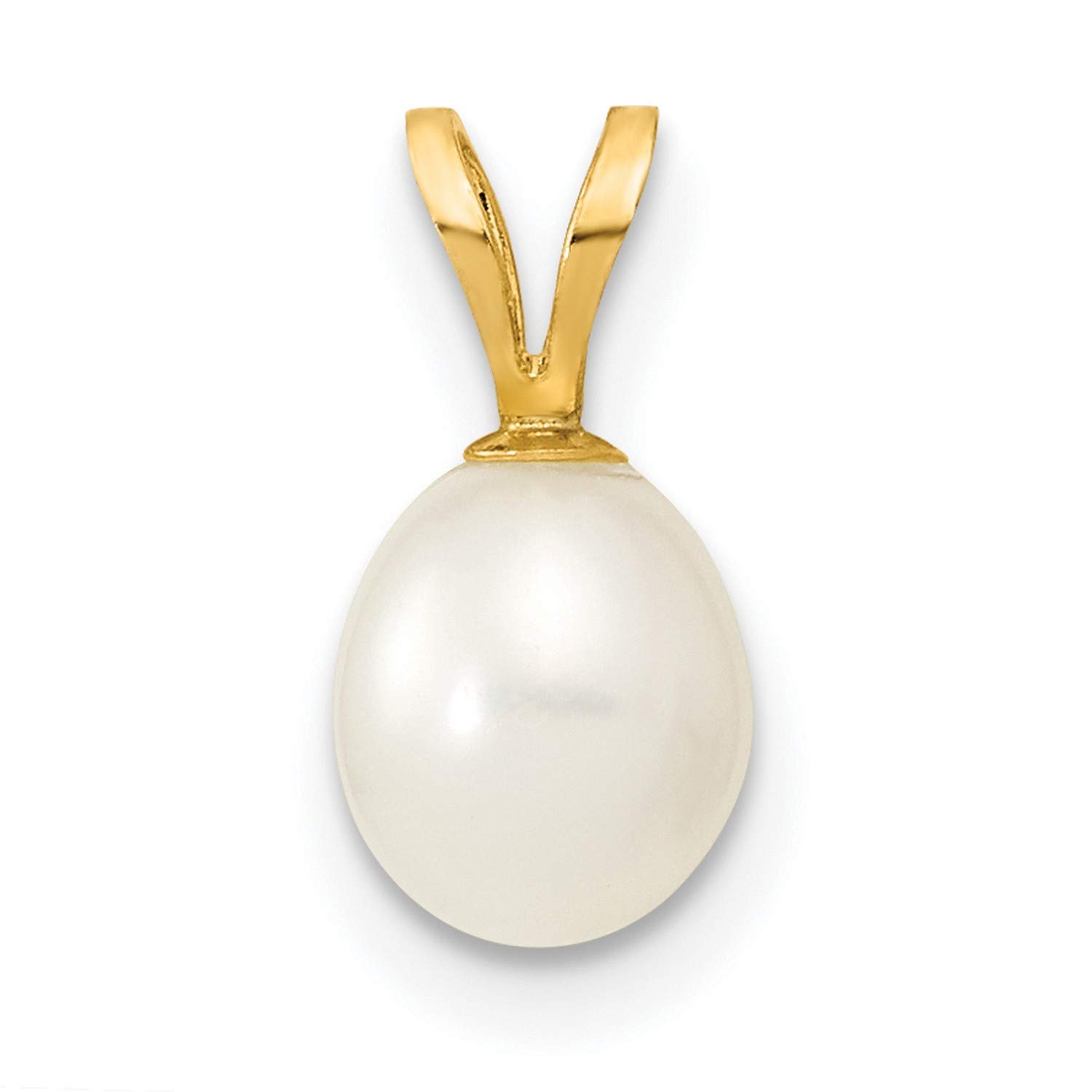 14K Yellow Gold 6-7mm Cultured Rice Pearl Pendant Necklace - 12mm x 6mm Elegant Jewelry for Women, Perfect for Weddings, Parties & Everyday Wear