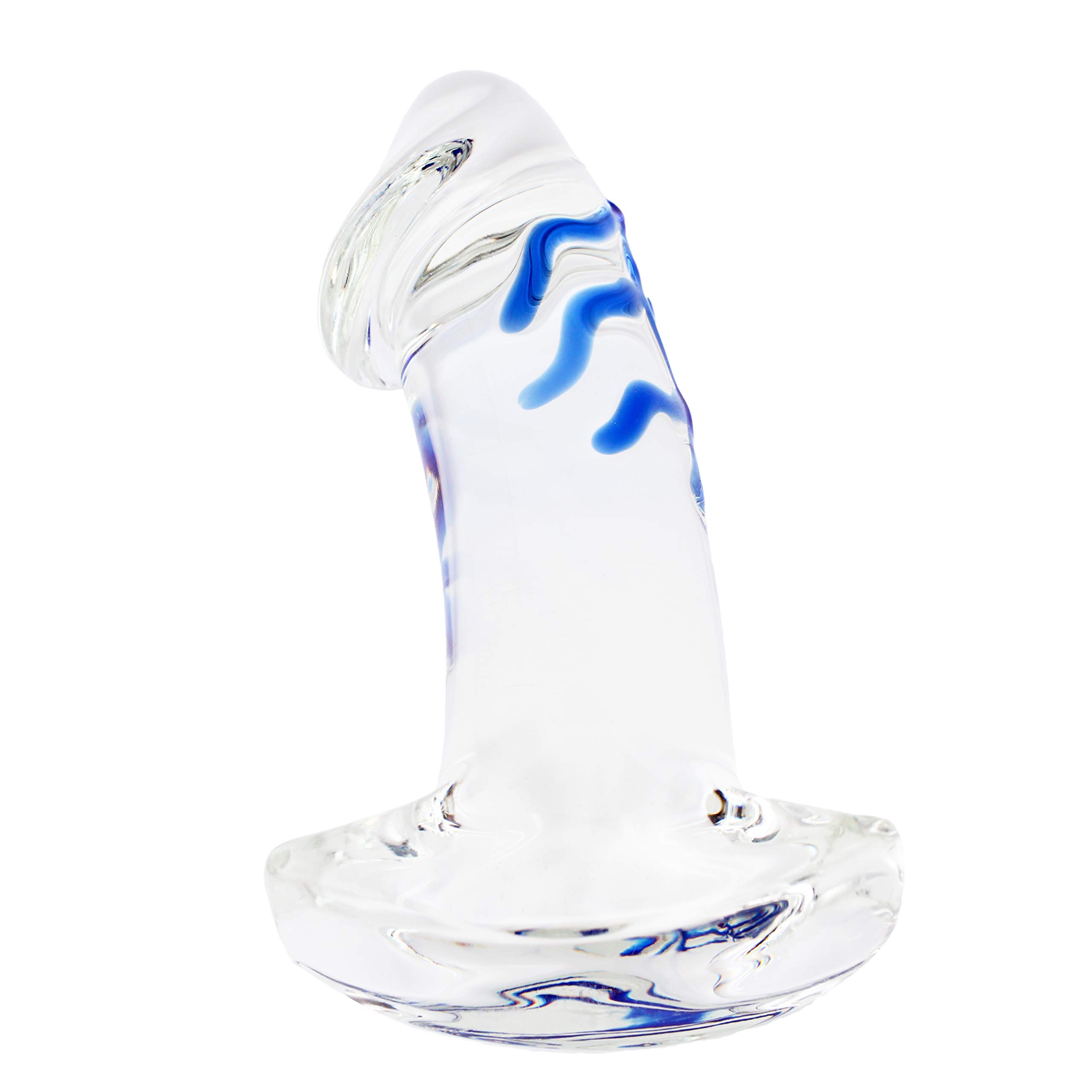 Realistic Glass Dildo with Veins - 7.2 Inch Blue Crystal Anal Plug for Men & Women | Perfect for Solo Play, Couples & BDSM Exploration | Body-Safe Adult Sex Toy