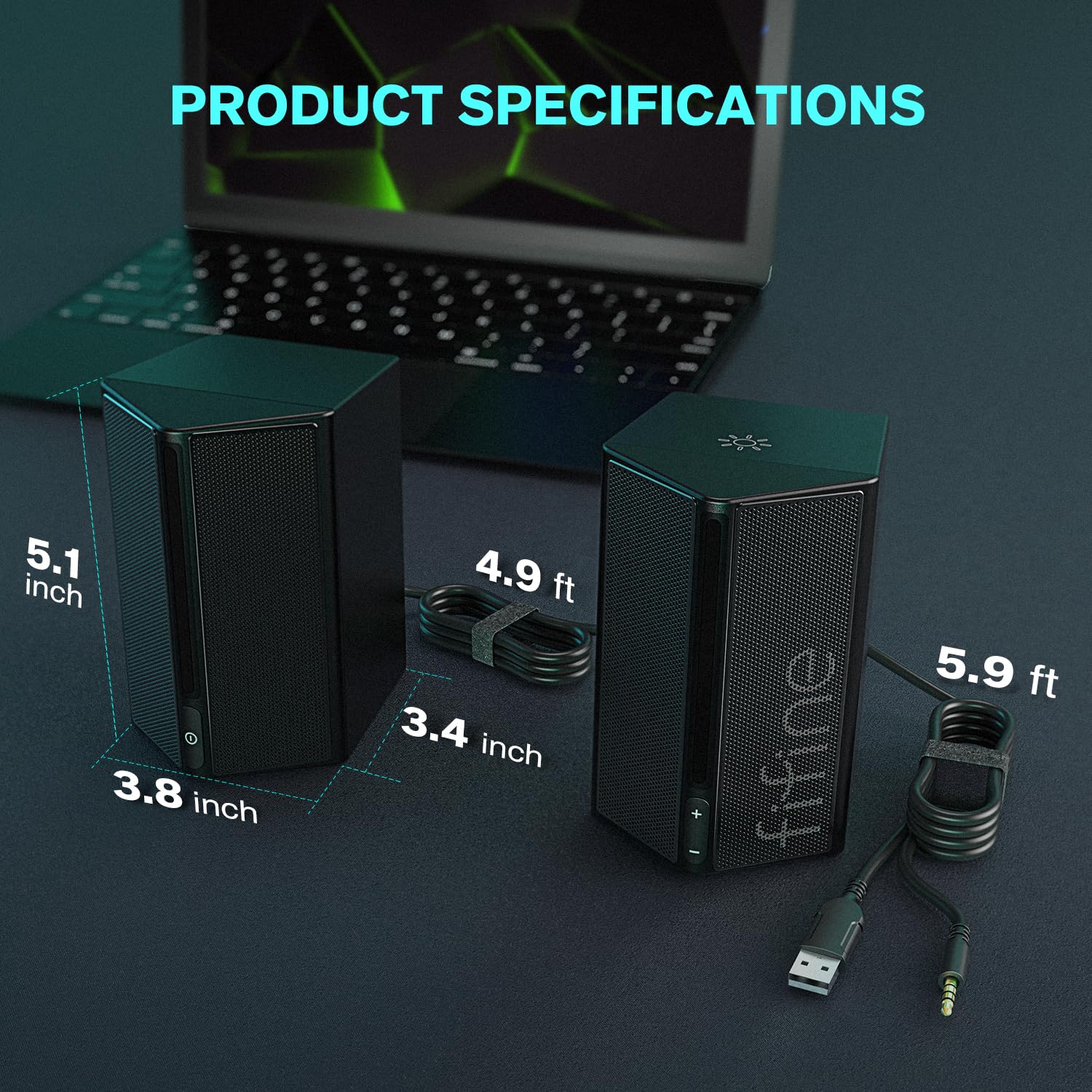 FIFINE RGB Gaming Speaker with USB & 3.5mm Aux - PC Computer Monitor Speakers with Volume Control for Laptop Desktop Projector - Perfect for Gaming, Movies & Music (Ampligame A20)