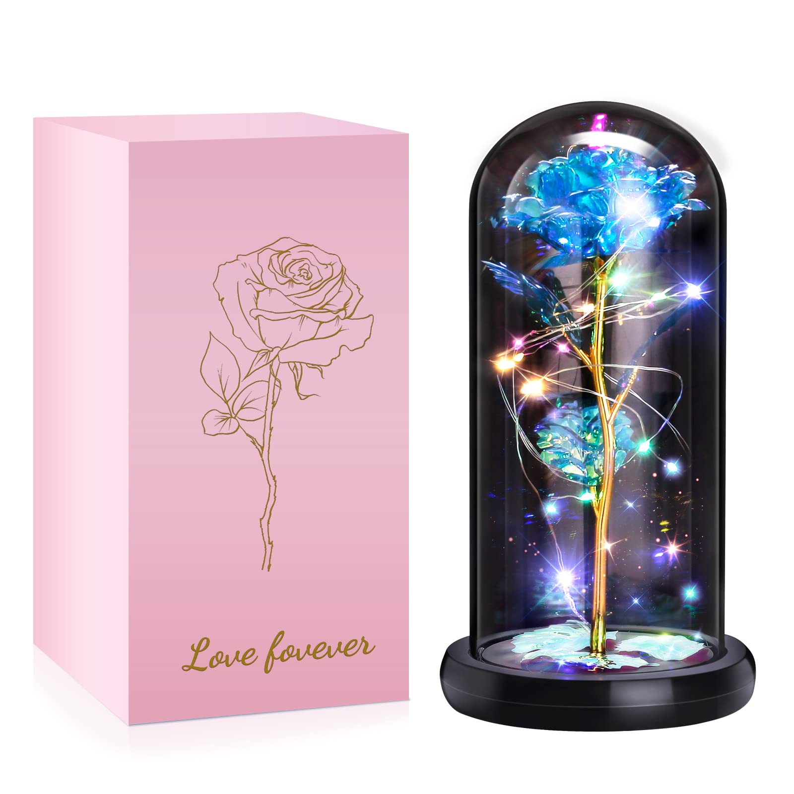 Personalized Galaxy Glass Rose - Unique Mother's Day Gift for Mom, First Time Mom, Grandma | Birthday Gift for Women | Forever Flower Rose Light - Perfect for Home Decor, Wedding Centerpiece, Romantic Anniversary Present