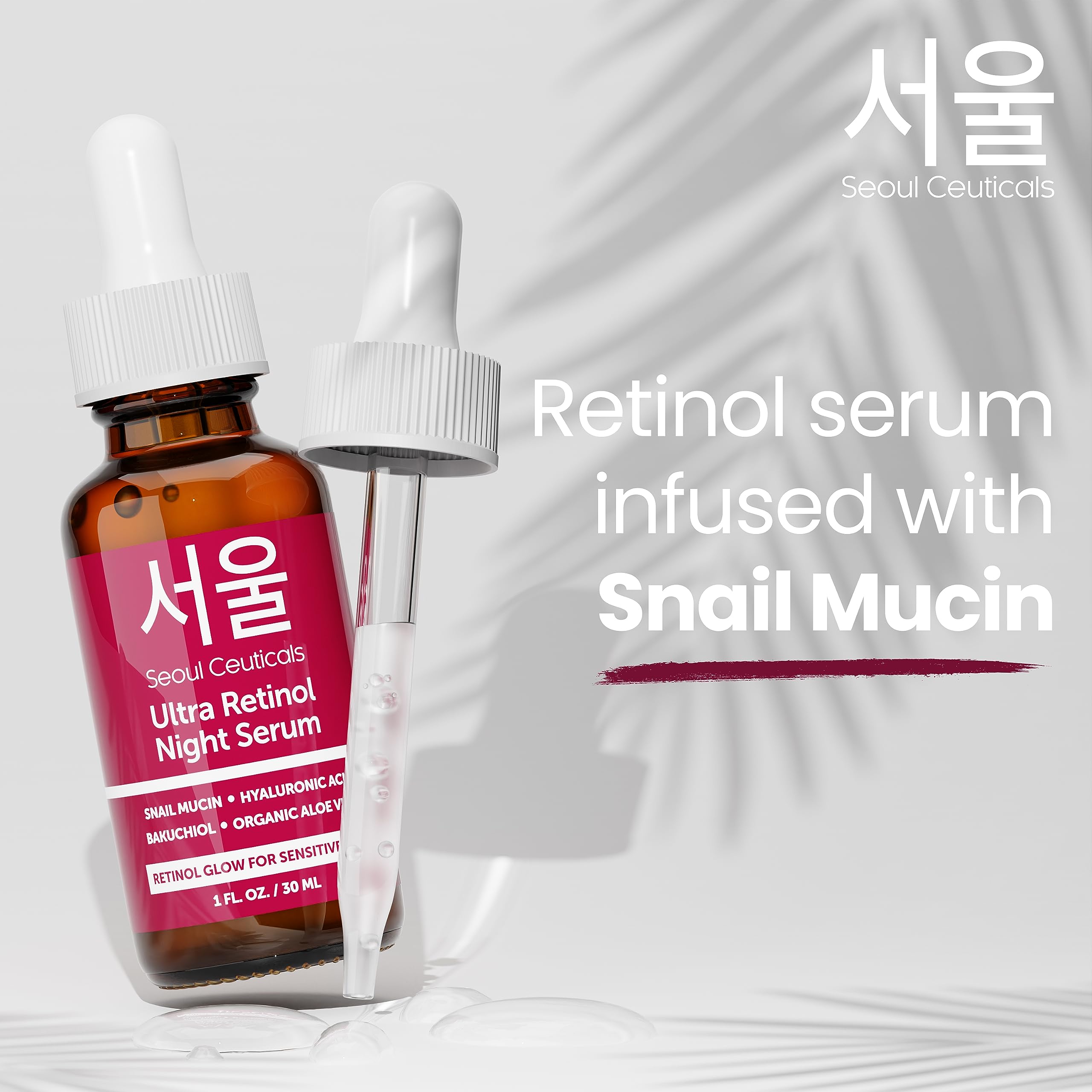 SeoulCeuticals Retinol + Vitamin C Serum - Korean Anti-Aging Skincare Bundle for Wrinkles & Brightening | Day & Night Face Treatment for Glowing Skin
