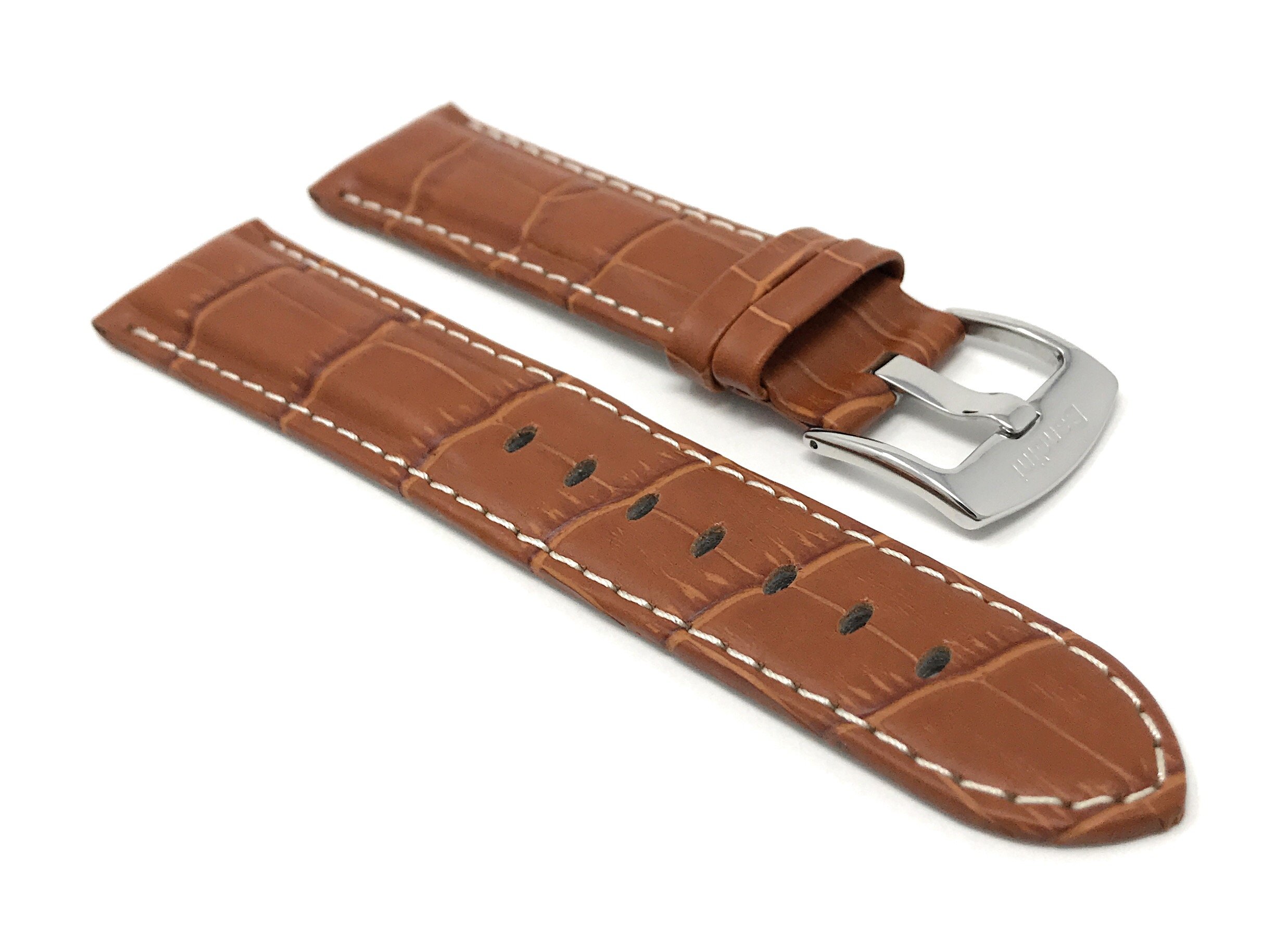 20mm Alligator Leather Watch Band for Men - Classic & Smart Watch Strap Replacement - Perfect for Office & Casual Wear