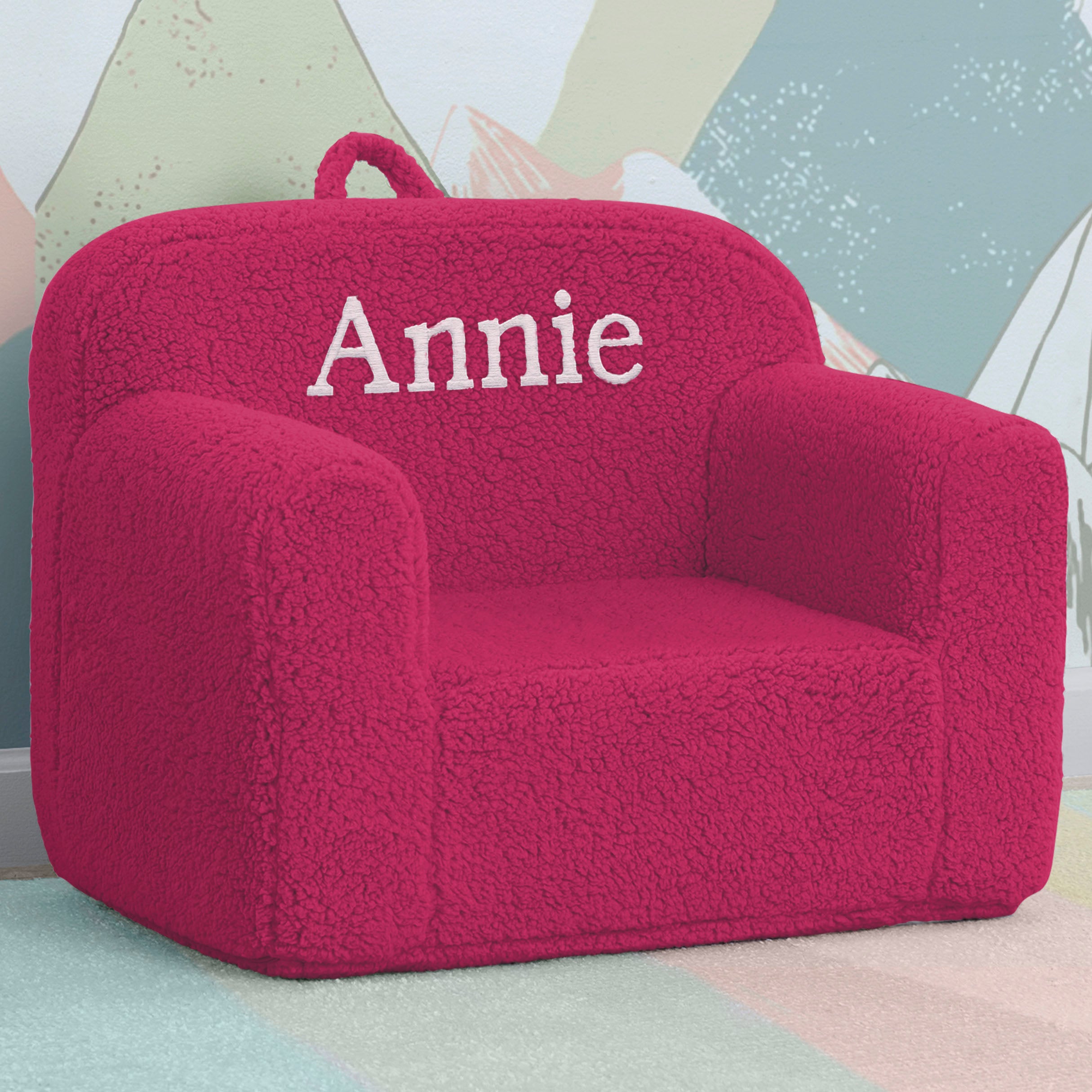 Personalized Cozee Sherpa Chair for Kids - Soft Plush Children's Reading Chair with Custom Name - Perfect for Bedroom, Playroom & Nursery Decor