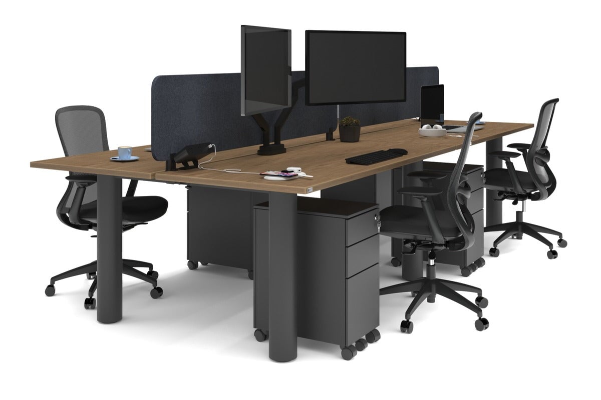 Quadro Cylinder Leg 4-Person Office Workstation Desk - 1800L x 700W Dimensions - Perfect for Collaborative Workspaces & Modern Offices