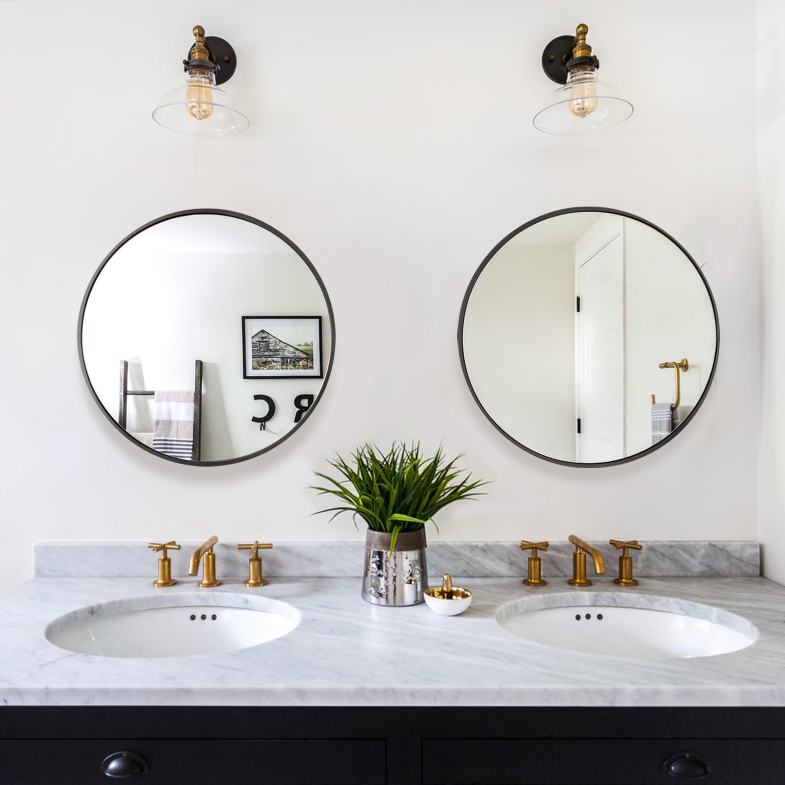 Fabuday 20 Inch Black Circle Wall Mirror - Round Matte Framed Mirror for Bathroom, Entryway, Living Room, Hallway & Bedroom Decor | Perfect for Home Styling, Vanity Makeup & Space Enhancement