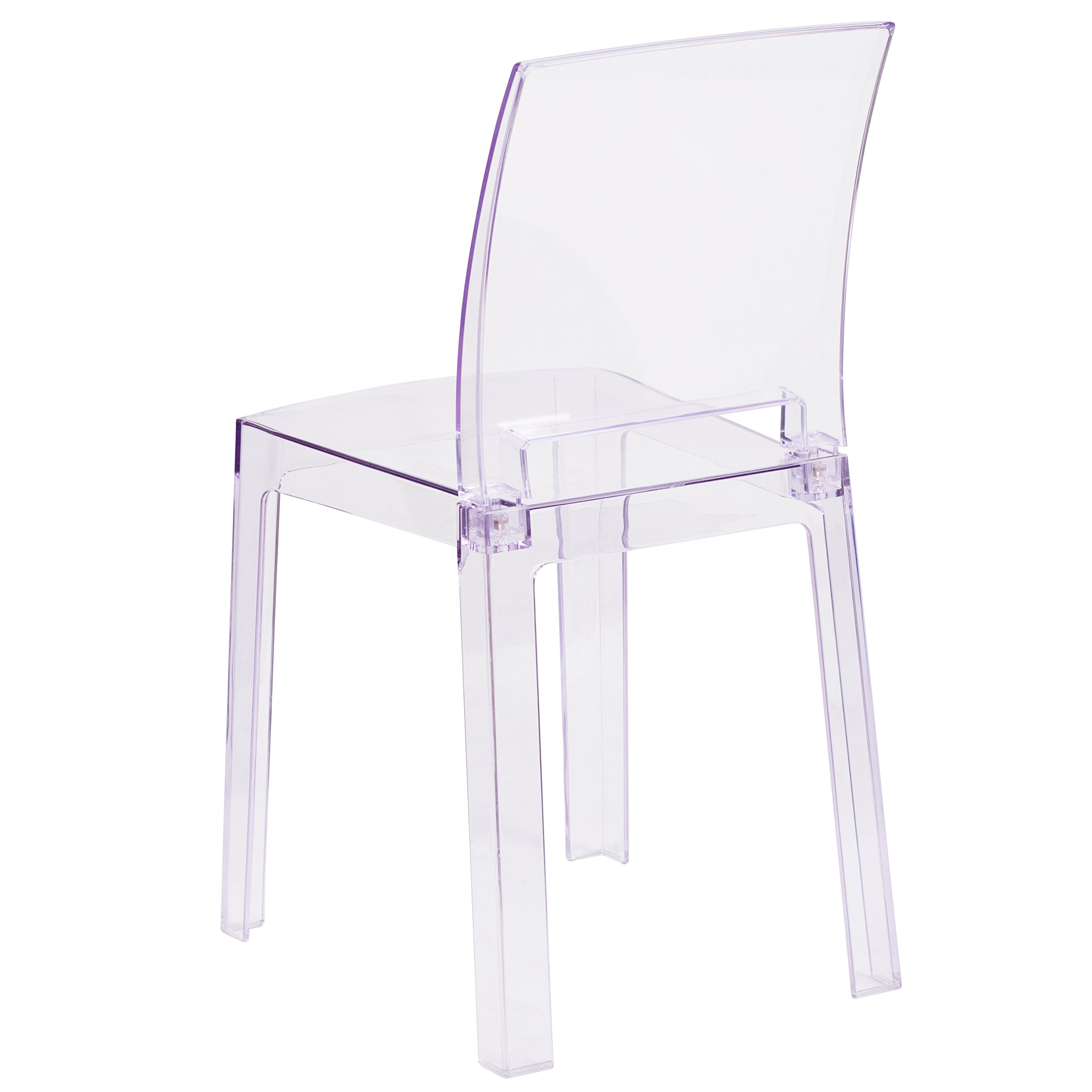 Flash Furniture Emilie Ghost Chair - Clear Crystal Square Back Modern Dining Chair for Kitchen, Dining Room, and Office | Stylish Transparent Seating Solution