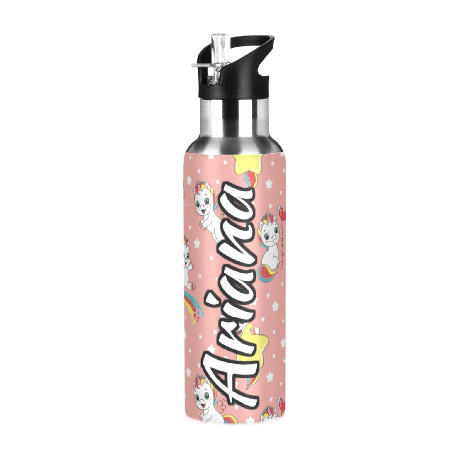 Custom Unicorns 33oz Insulated Water Bottle with Straw Lid - Personalized Leakproof Sports Jug for Hiking, Gym, Travel & Outdoor Activities | Great Gift for Kids & Adults