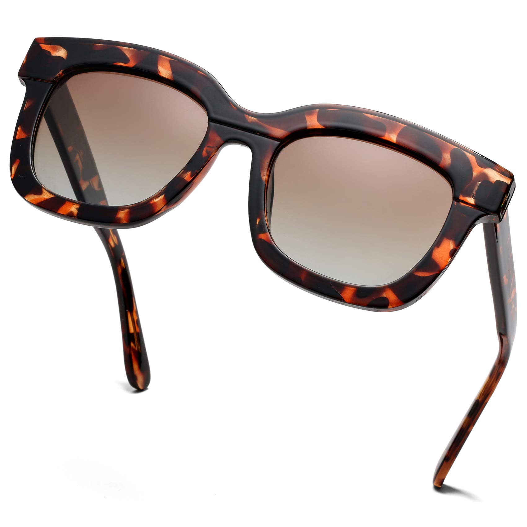 COASION Oversized Square Sunglasses for Women - Polarized Gradient Tint UV Protection - Fashionable Large Frame Shades for Driving, Beach & Outdoor Activities