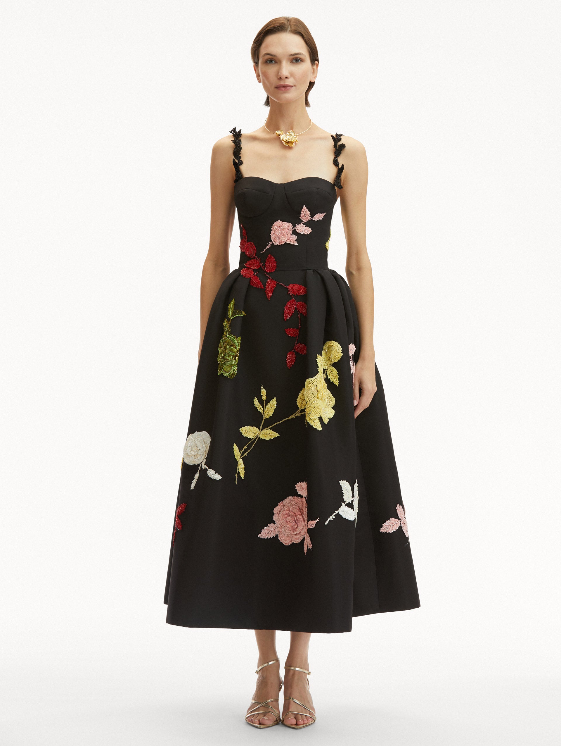 Elegant English Rose Embroidered Cocktail Dress for Women - Perfect for Weddings, Parties & Special Occasions