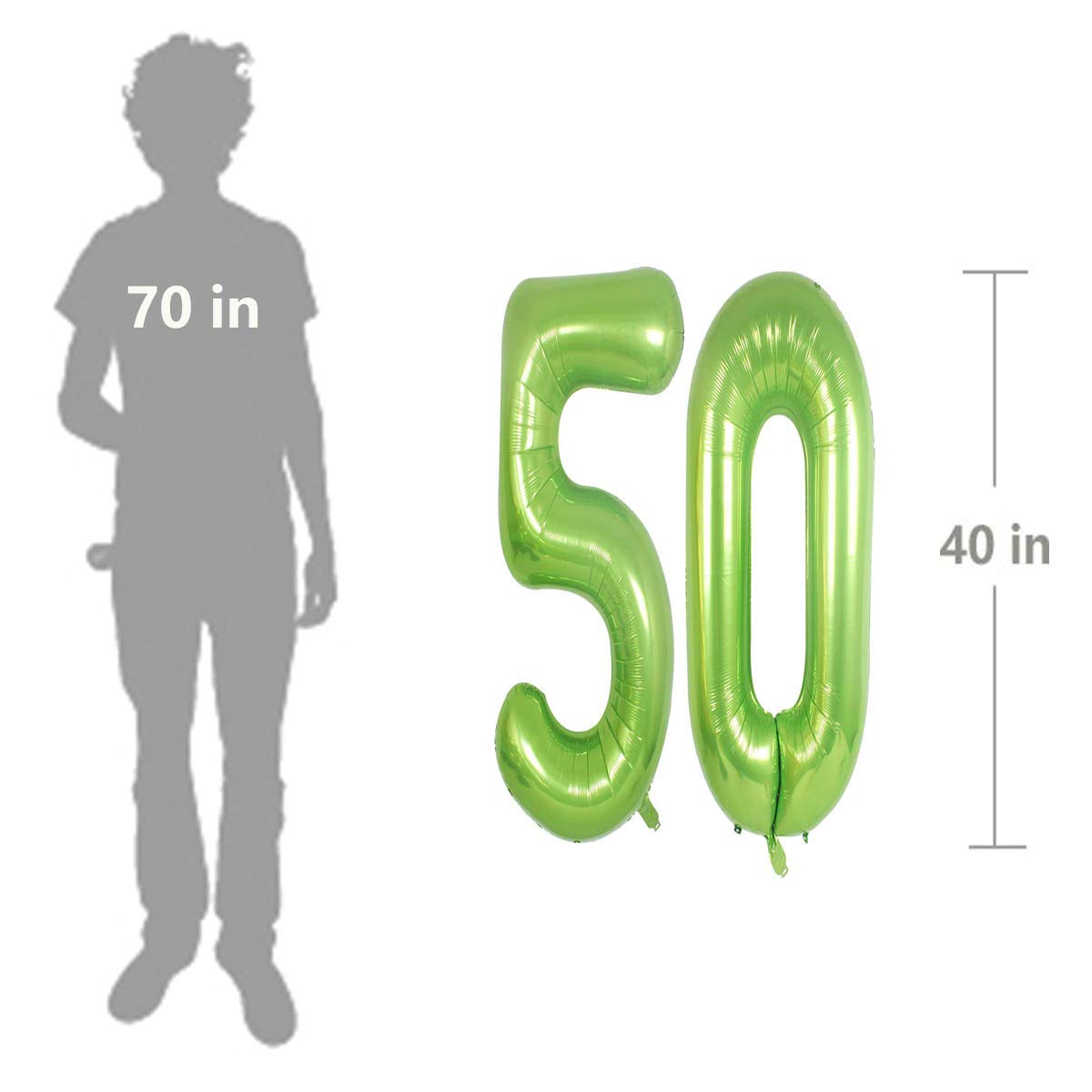 40 in 50 Helium Jumbo Number Balloons - Green Foil 50th Birthday Party Decorations for Women & Men | Anniversary Celebration, Milestone Birthday Party Supplies