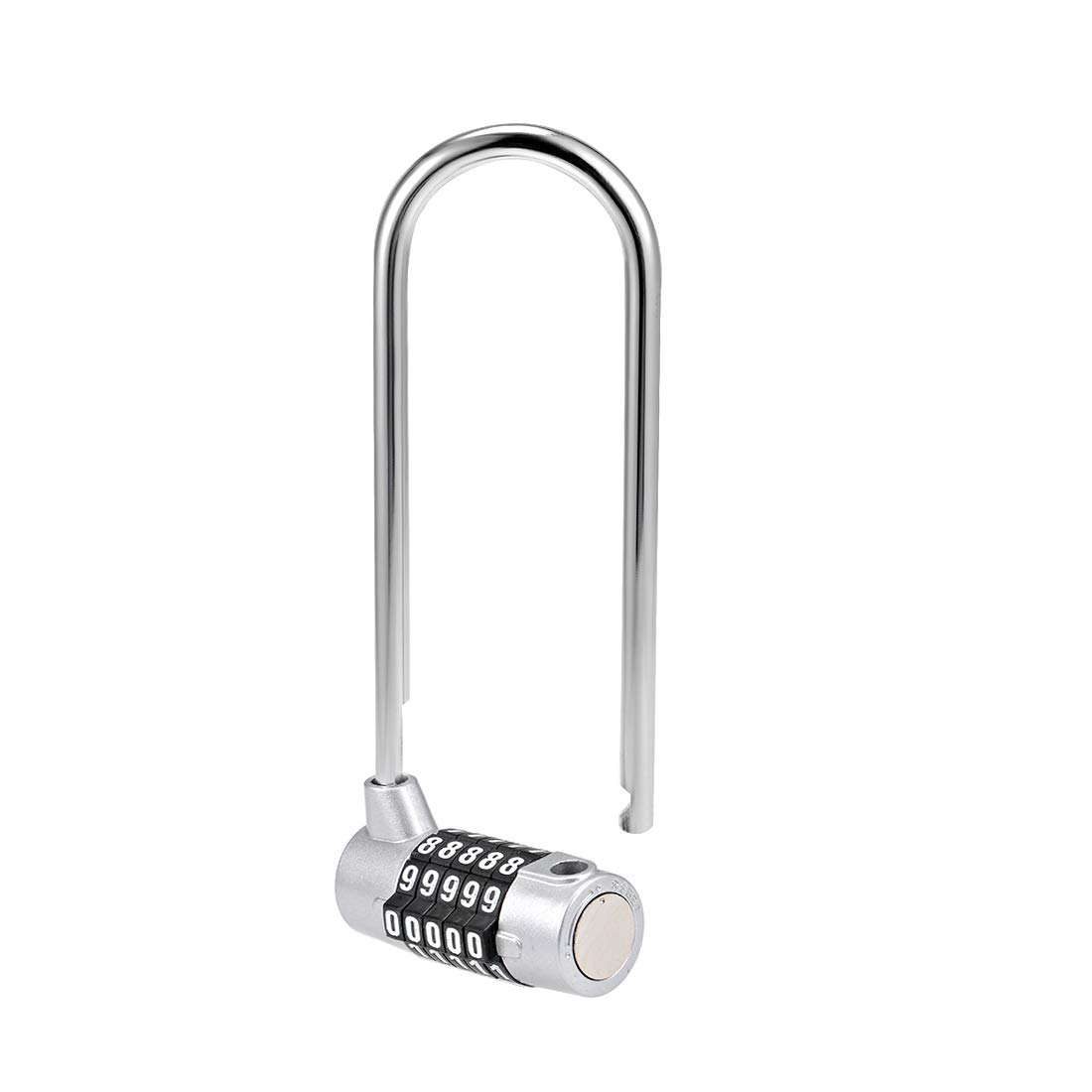 uxcell 5-Digit Resettable Combination Padlock - 7mm Steel Shackle Security Lock for Luggage, Gym Lockers & Storage - Silver
