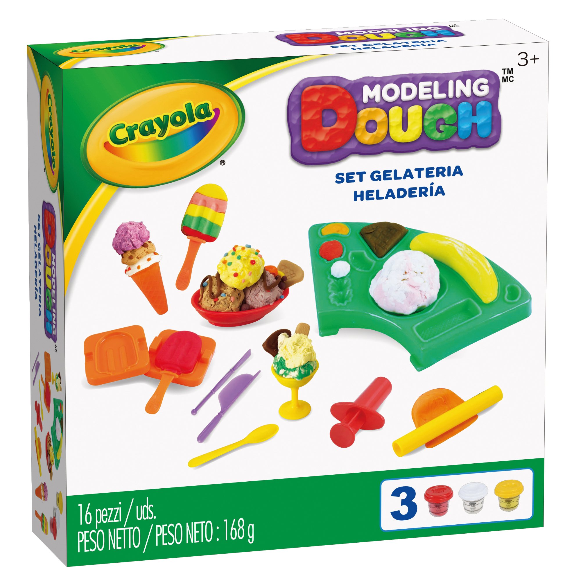 Crayola Modeling Dough Ice Cream Parlor Kit - 16 Pieces Non-Toxic Play Dough Set for Kids, Creative Arts & Crafts, Pretend Play, Birthday Party Activity, Classroom Fun