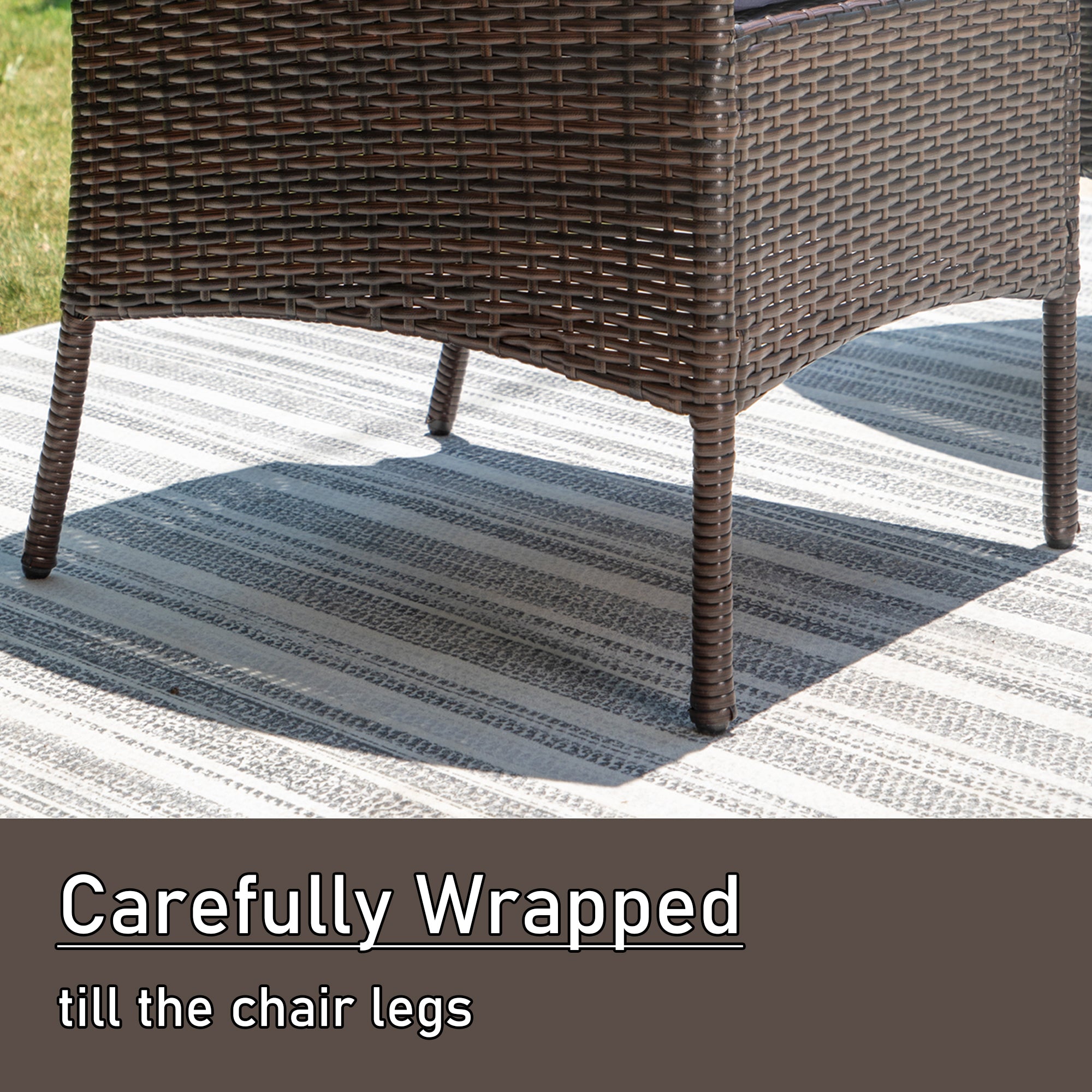 PHI VILLA 5-Piece Outdoor Dining Set with Square Table & Rattan Cushioned Chairs - Patio Furniture for Garden, Backyard, Poolside & Balcony