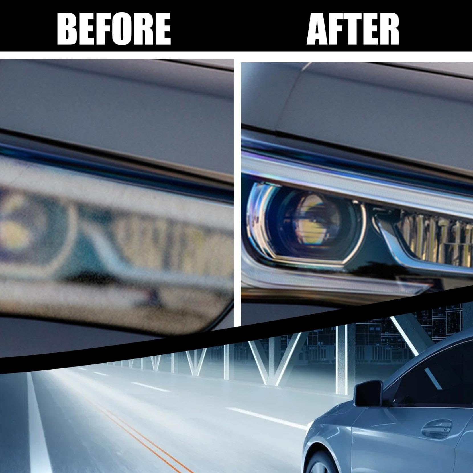 2024 New Car Headlight Restoration Kit - 2 Pack Headlight Repair & Polishing Fluid for Cloudy, Yellowed, or Foggy Headlights - Restores Clarity & Brightness for Safer Night Driving