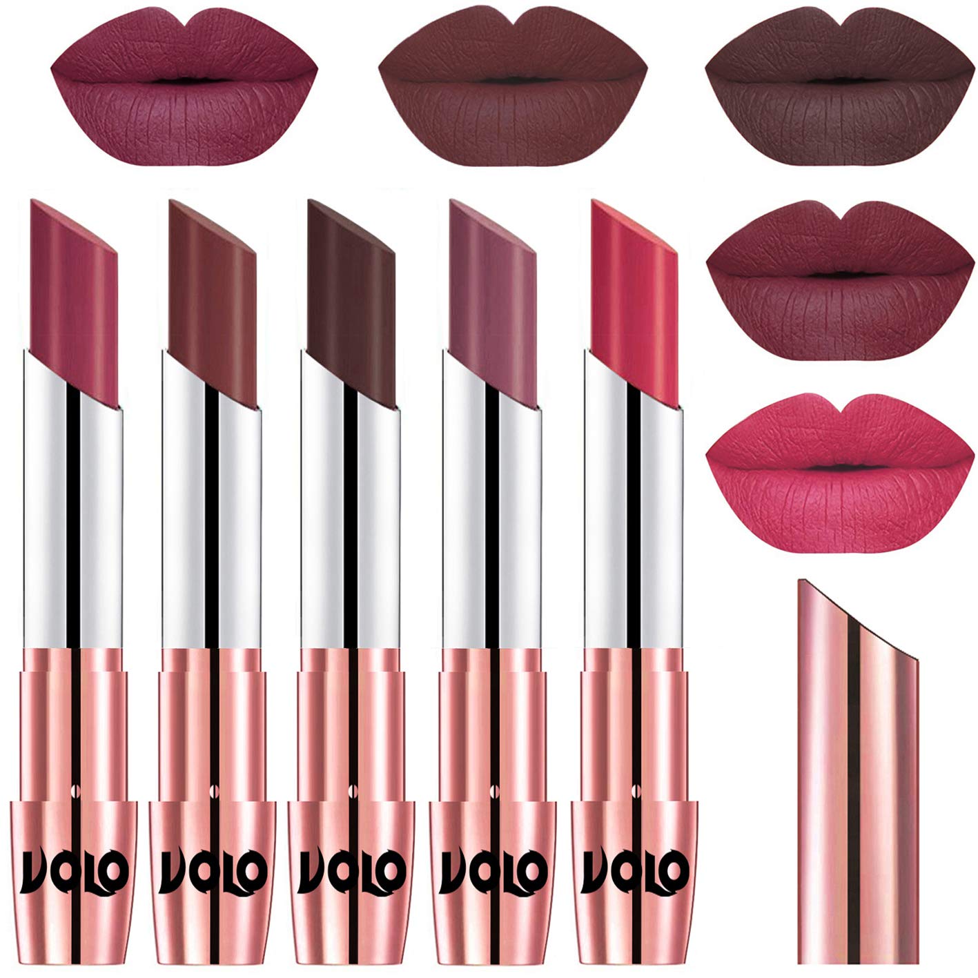 VOLO Matte Lipstick - Cherry, Coffee, Chocolate, Plum, Pink Shades | Long Lasting & Moisturizing | Perfect for Date Night, Parties & Everyday Wear