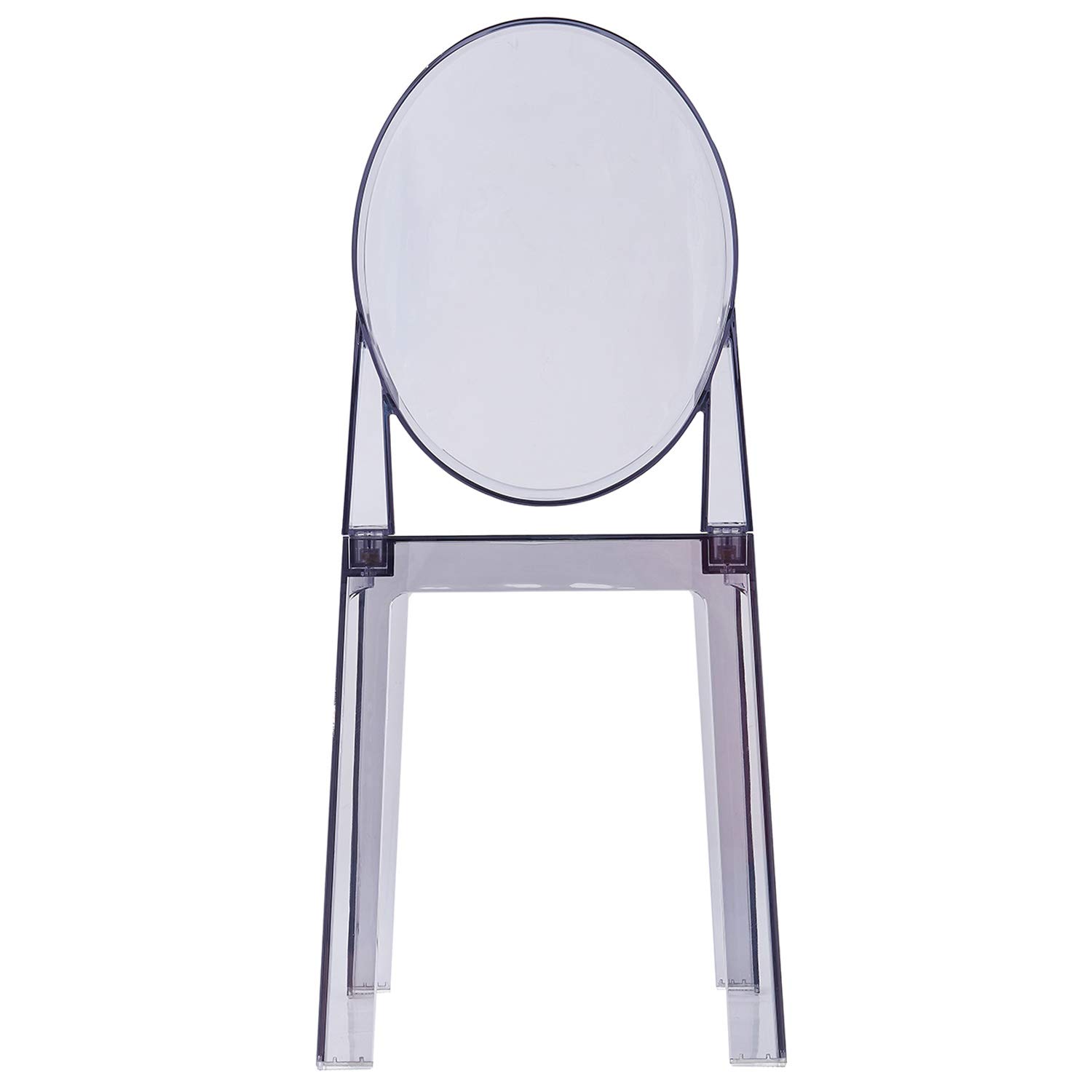2xhome - Modern Ghost Side Chair in Gray Smoke, Mid Century Dining Room Chair, Armless Accent Seat for Lounge, Living Room, or Office - Single (Set of 1)