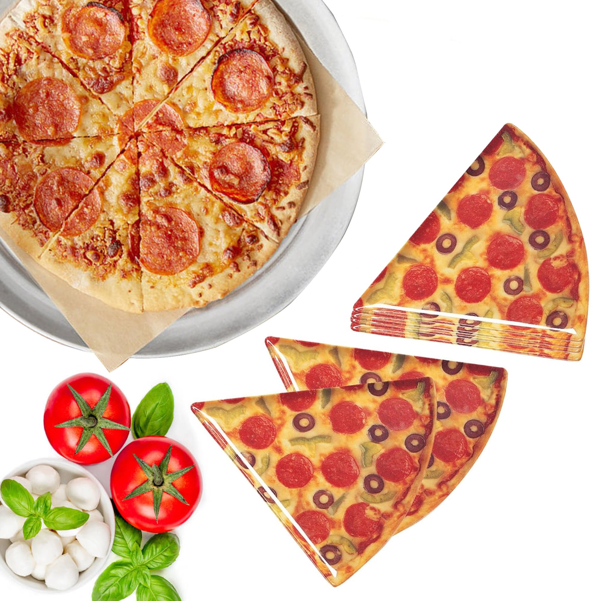 Supreme Housewares 9 Inch Melamine Pizza Slice Plates - Set of 6 Durable Party Dishes for Pizza Night, Game Day & Outdoor Dining