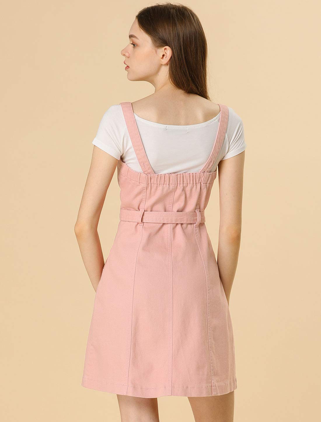 Allegra K Women's Classic Denim Pinafore Dress with Adjustable Straps | Casual Overalls Dress for Women | Perfect for Spring, Summer, Farmhouse Style & Everyday Wear
