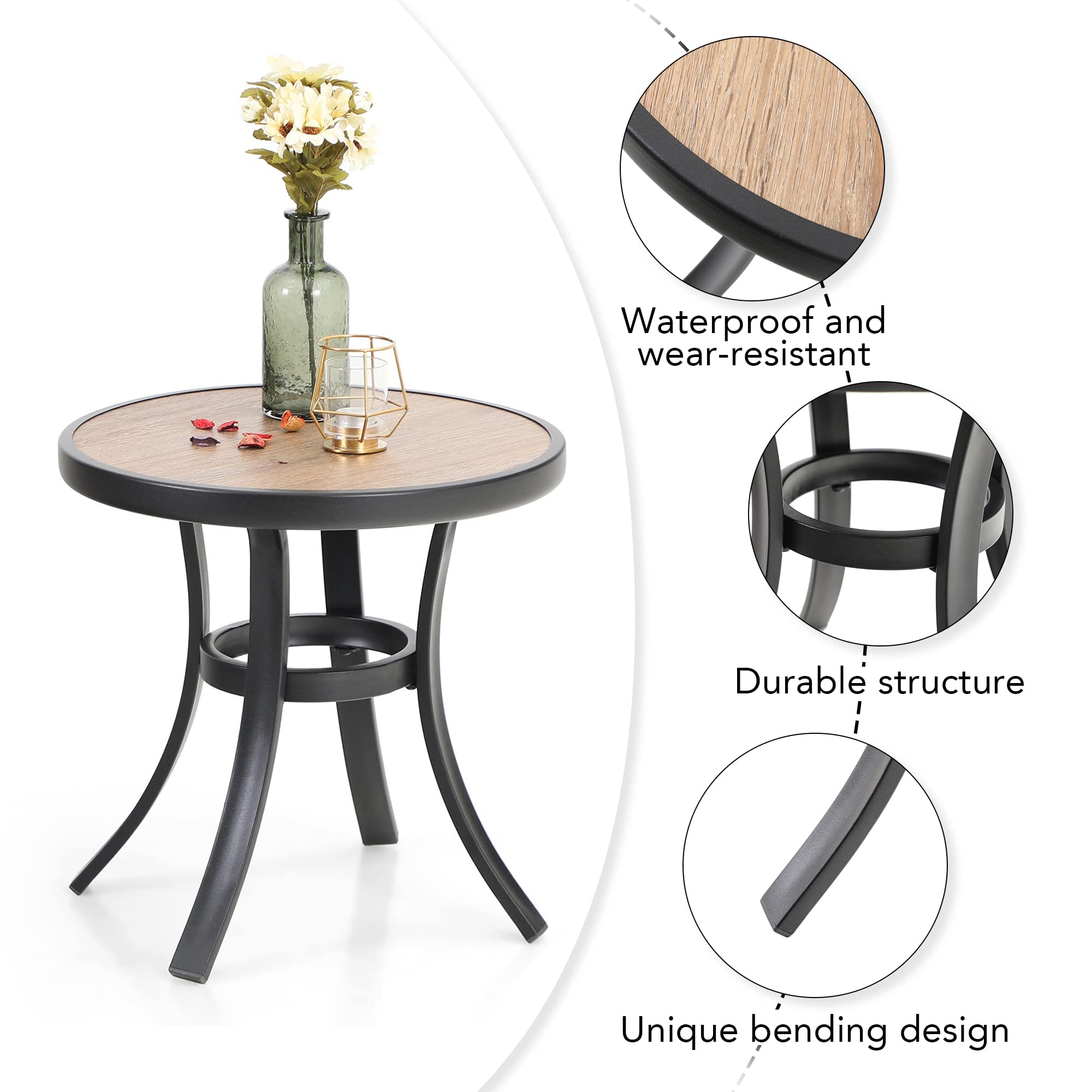 Sophia & William 3-Piece Patio Bistro Set - 2 Swivel Metal Chairs & Round Side Table - Outdoor Furniture for Balcony, Garden, Backyard, Deck - Perfect for Coffee, Dining, Relaxing