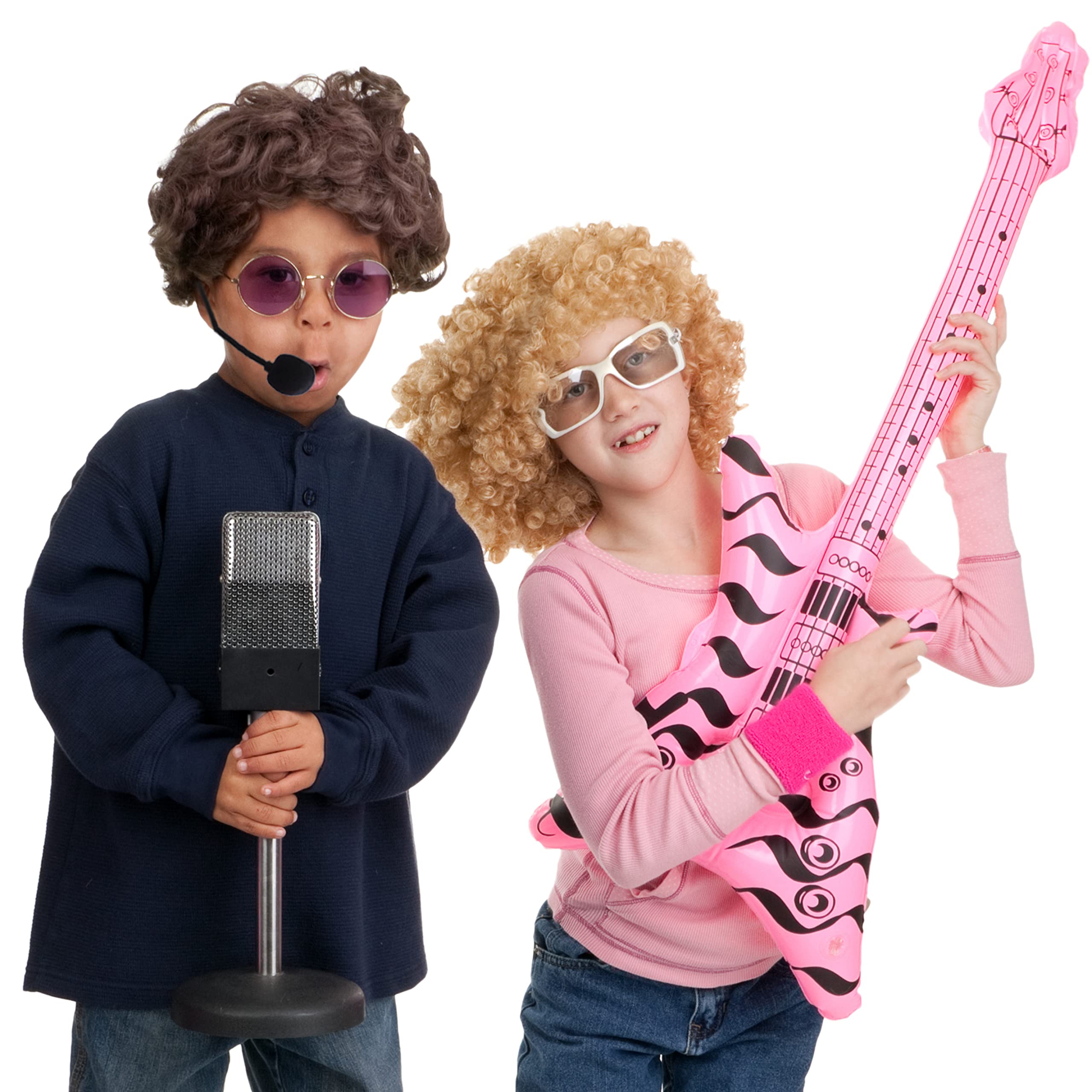 4E's Rockstar Costume Set - Fake Microphone & Headphones for Kids & Adults | Halloween, Cosplay, Music Party, Stage Performance, Themed Events