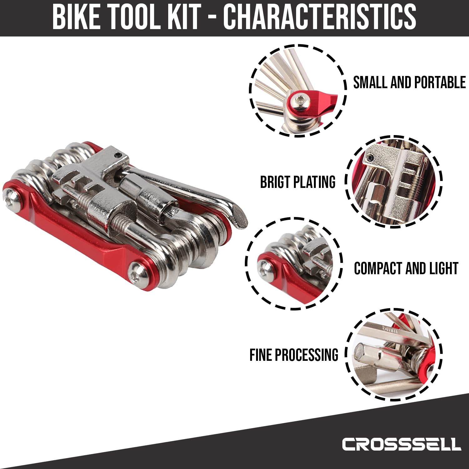 Professional Bike Multi Tool Kit - 18-in-1 Bicycle Repair Tool Set with Case | MTB Accessories for Cycling Maintenance | Perfect for Road & Mountain Bikes, Commuting & Emergency Repairs (Red)
